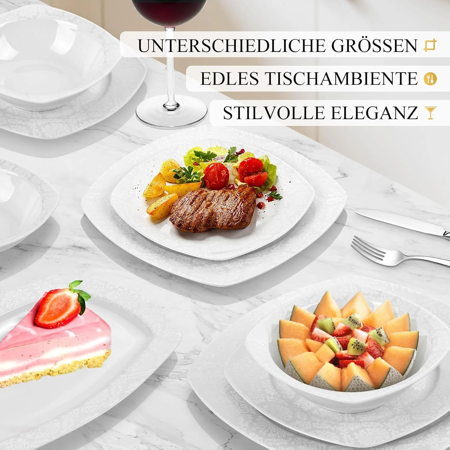 Geschirrset 26-Teiliges Fur 6 Personen Tafelservice Essservice aus Porzellan - Image 5