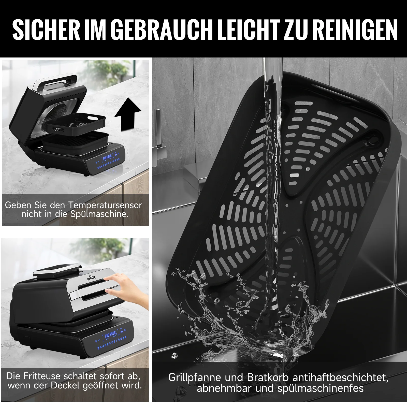 Heißluftfritteuse & Grill 6-in-1 Airfryer Elektrischer mit Temperaturfühler 6 IN 1 Heißluftfritteuse - Image 6