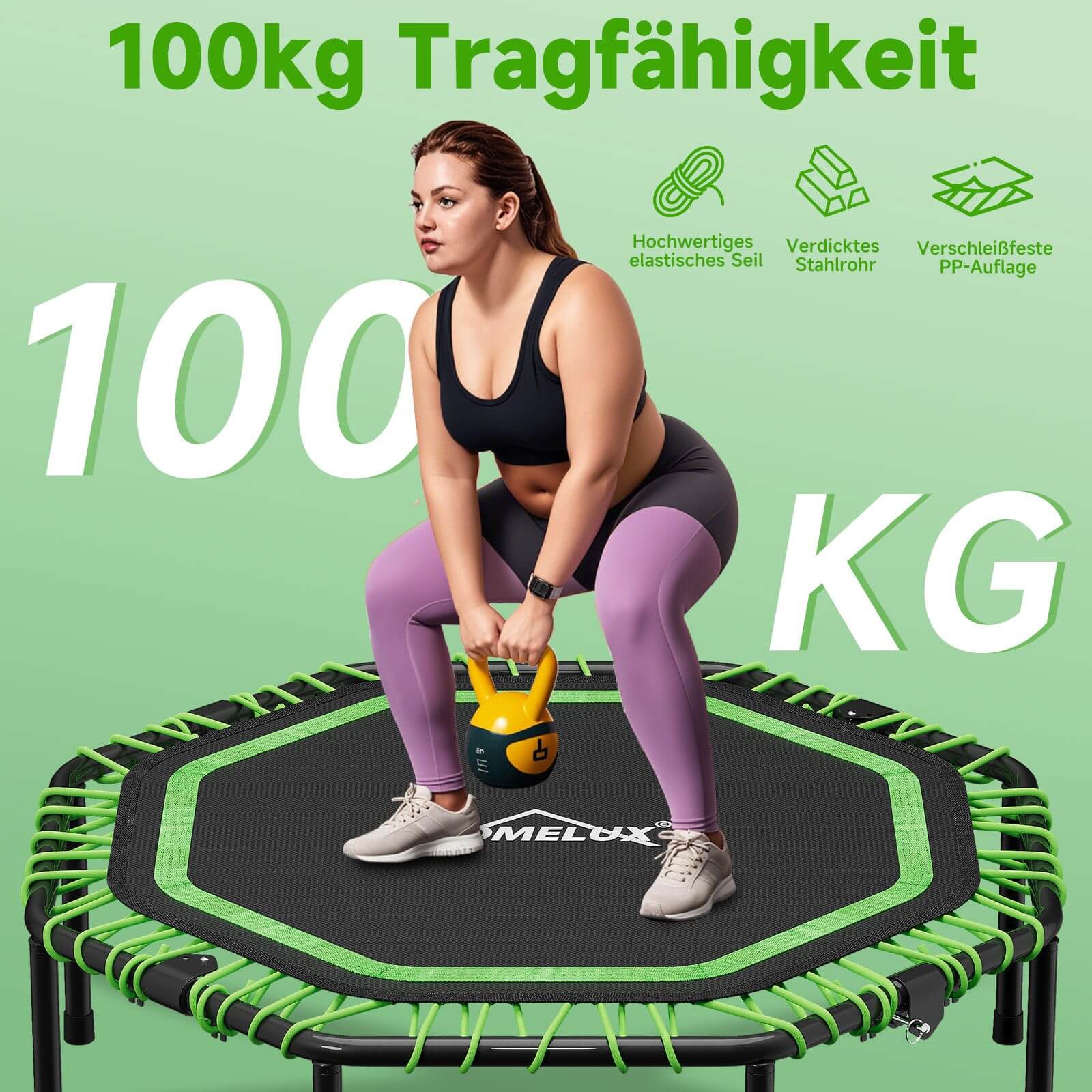 Fitness Trampolin klappbar Ø114cm mit Handgriff, 100kg Traglast Indoor/Outdoor - Image 3