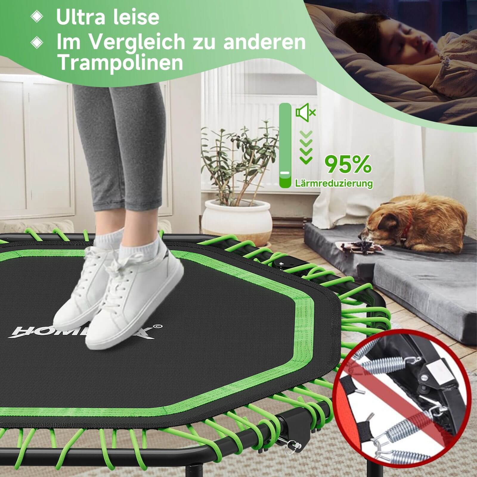 Fitness Trampolin klappbar Ø114cm mit Handgriff, 100kg Traglast Indoor/Outdoor - Image 4