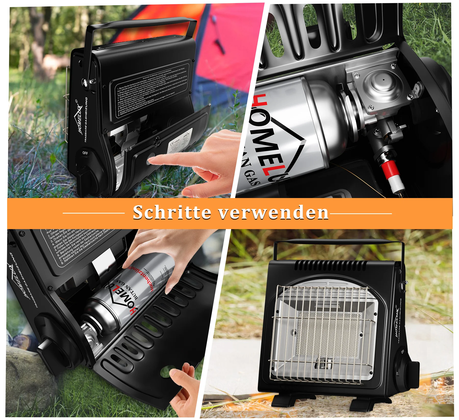 HOMELUX 1,7KW Gasheizung für Outdoor, Gasheizer, Gasheizung Camping, Heizung ohne Strom, Gasheizstrahler, Campingheizer - Image 4