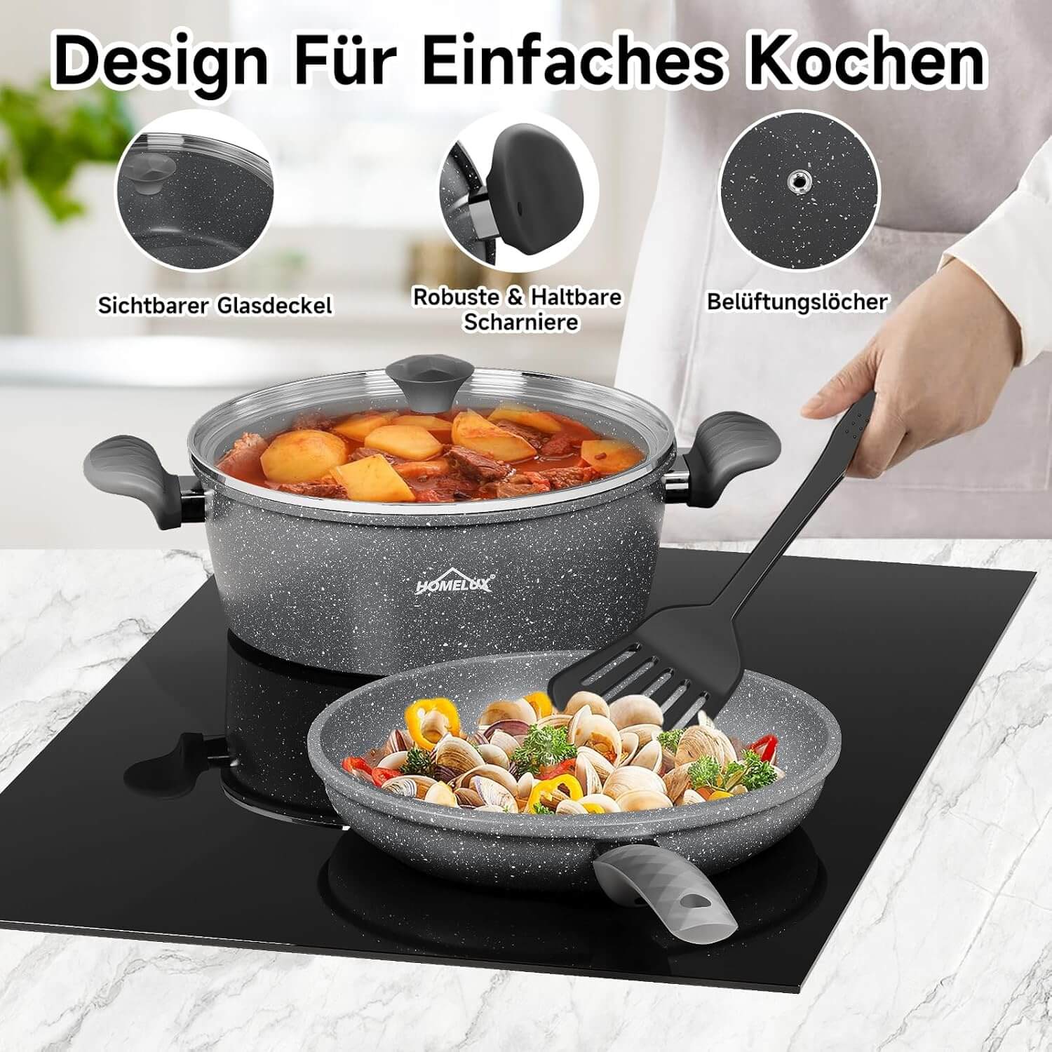 HOMELUX 10-teiliges Topfset Induktion Hochwertiges Kochgeschirr für jeden Haushalt - Image 5