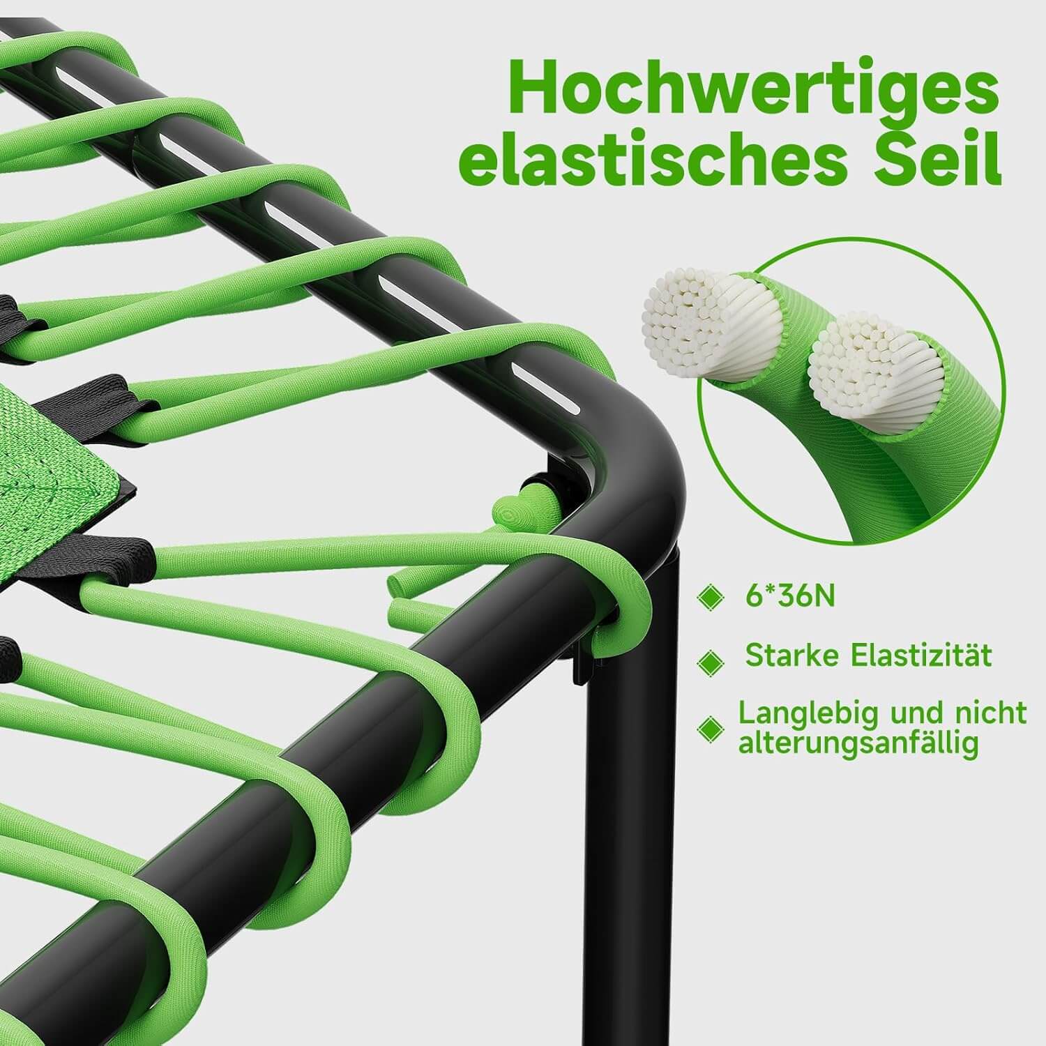 HOMELUX 114x126cm Fitness Trampolin Verstellbarer Haltegriff, leises & gelenkschonendes Springen, 100kg Belastbarkeit, Indoor geeignet - Image 4