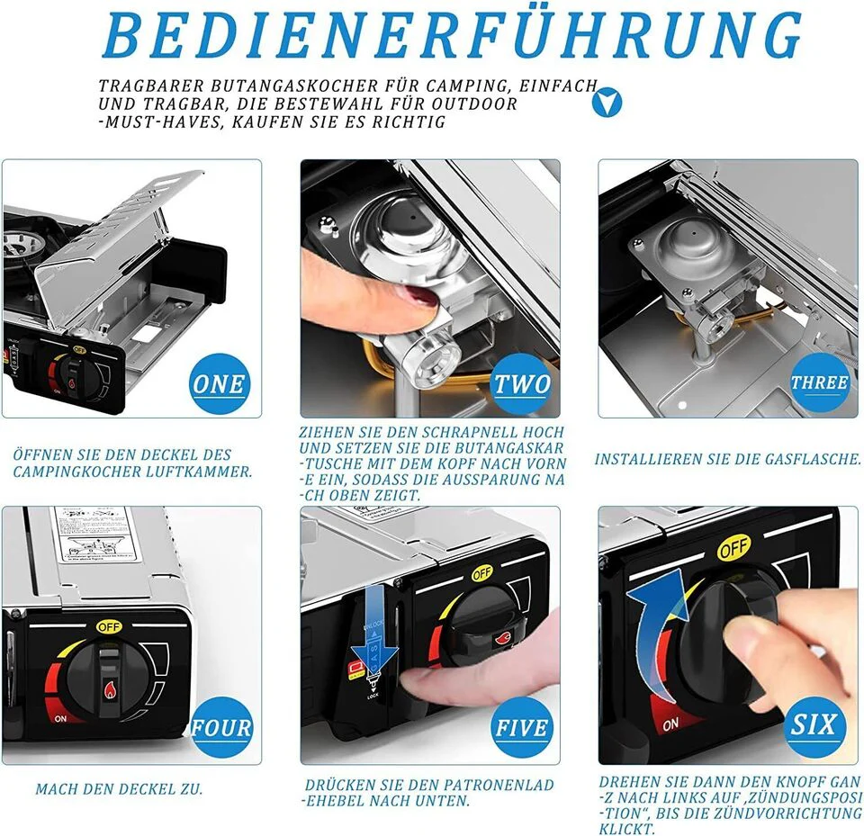 HOMELUX Gaskochfeld 2-flammiger Gaskocher ausgestattet mit / ohne 227g Gaskartusche für den Outdoor-Einsatz - Image 7