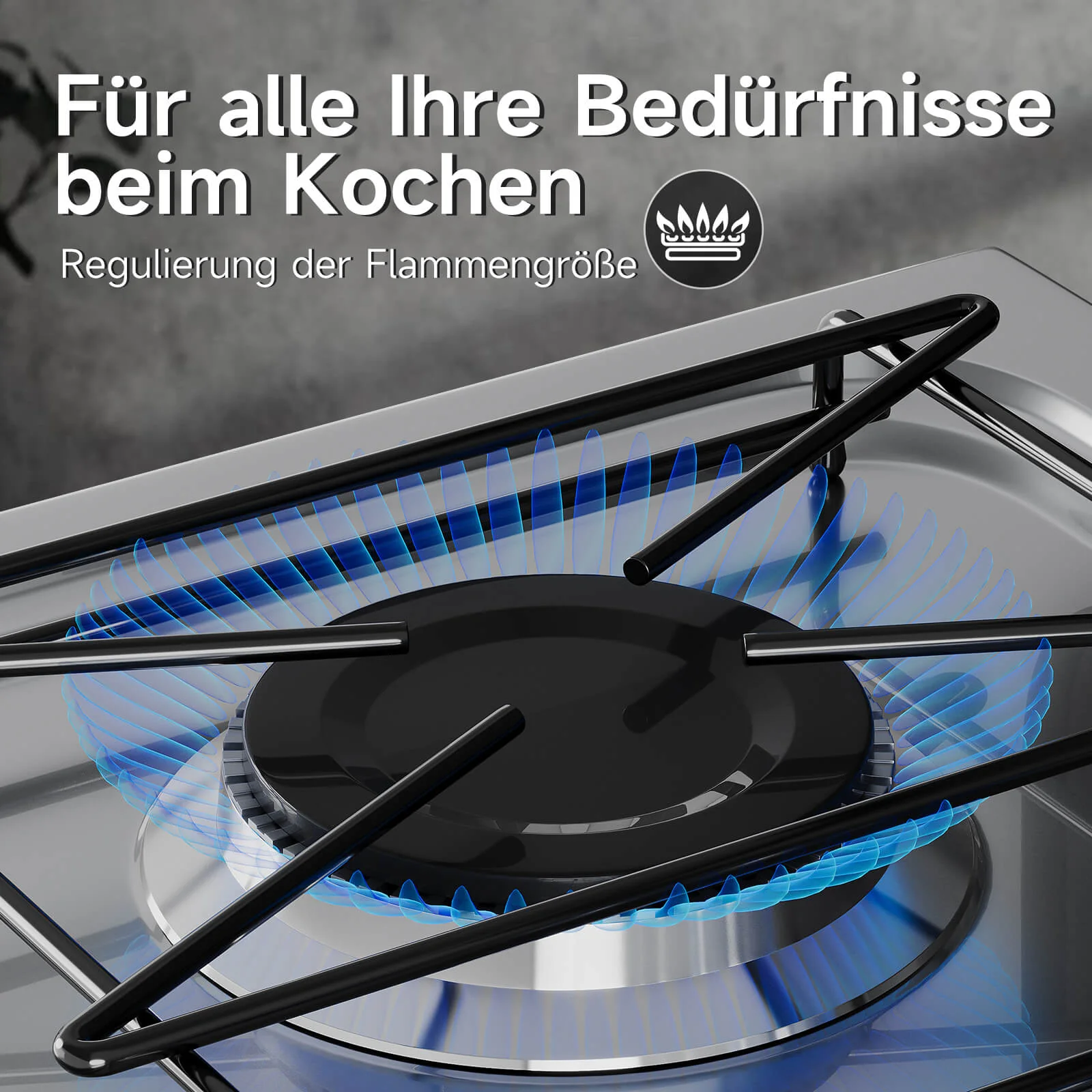 HOMELUX 3-flammiger 5,4 kW Gaskocher Camping Gaskocher mit Regalen mit 1,5 m Anschlussschlauch und 50 mbar Druckminderer - Image 7
