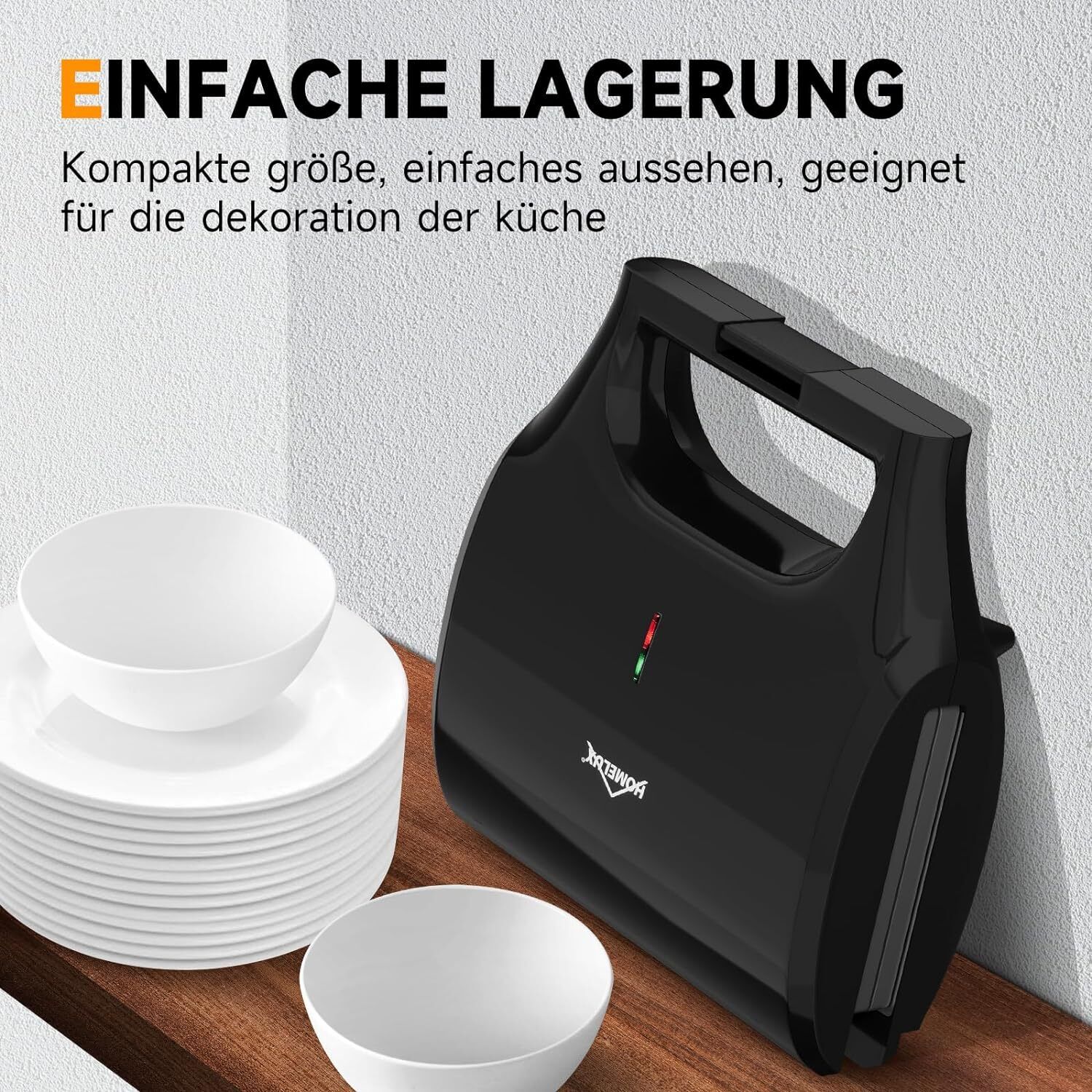 3-in-1 Sandwichtoaster & Waffeleisen von HOMELUX Kontaktgrill & Paninipresse, Antihaftbeschichtung, Leicht zu Reinigen - Image 9