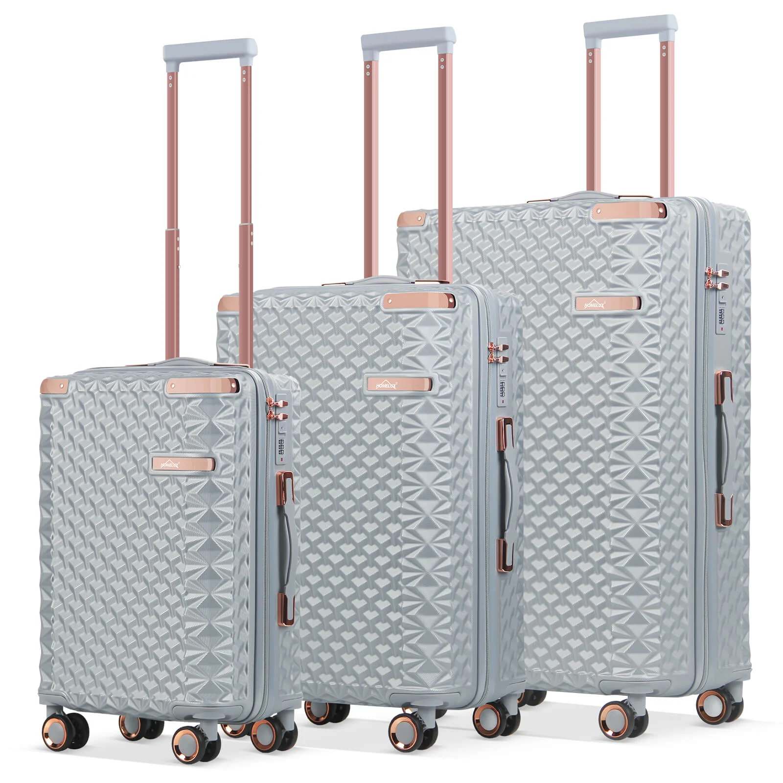 HOMELUX 3-teiliges Kofferset , Hartschalen-Reisekoffer, Leicht, ABS, Trolley-Rollkoffer, M-L-XL Hartschalenkoffer-Set - Image 10