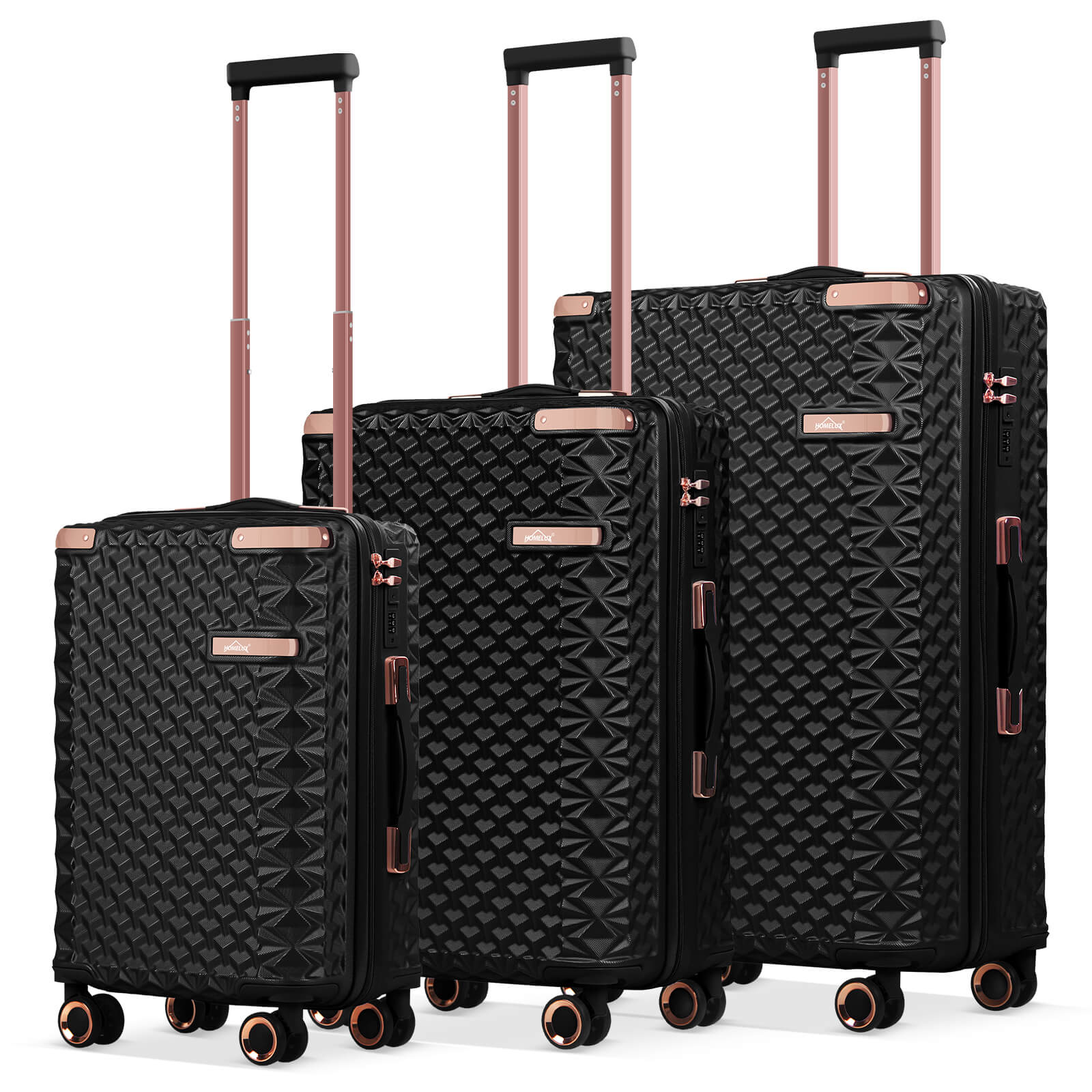HOMELUX 3-teiliges Kofferset , Hartschalen-Reisekoffer, Leicht, ABS, Trolley-Rollkoffer, M-L-XL Hartschalenkoffer-Set - Image 8