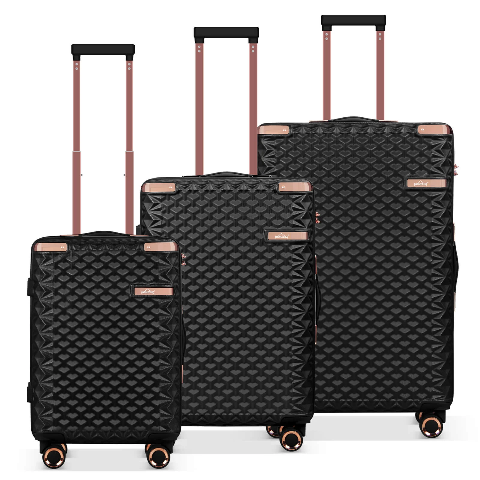 HOMELUX 3-teiliges Kofferset , Hartschalen-Reisekoffer, Leicht, ABS, Trolley-Rollkoffer, M-L-XL Hartschalenkoffer-Set - Image 9