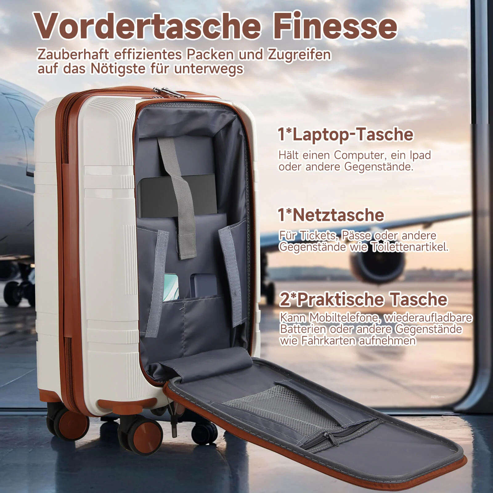 HOMELUX 3-teiliges Kofferset Schwarz Hartschale ABS Leicht Trolley Rollkoffer Hartschalenkoffer Set – M-L-XL - Image 10