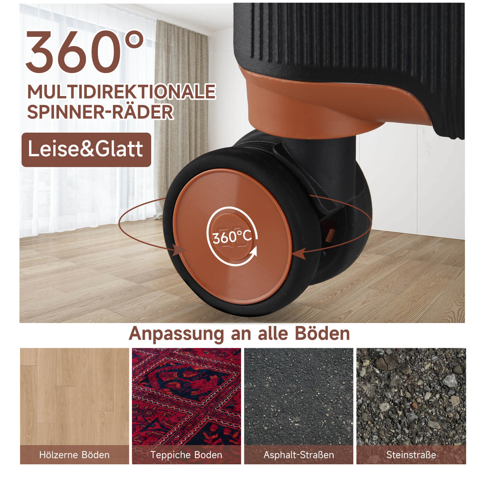 HOMELUX 3-teiliges Kofferset Schwarz Hartschale ABS Leicht Trolley Rollkoffer Hartschalenkoffer Set – M-L-XL - Image 3