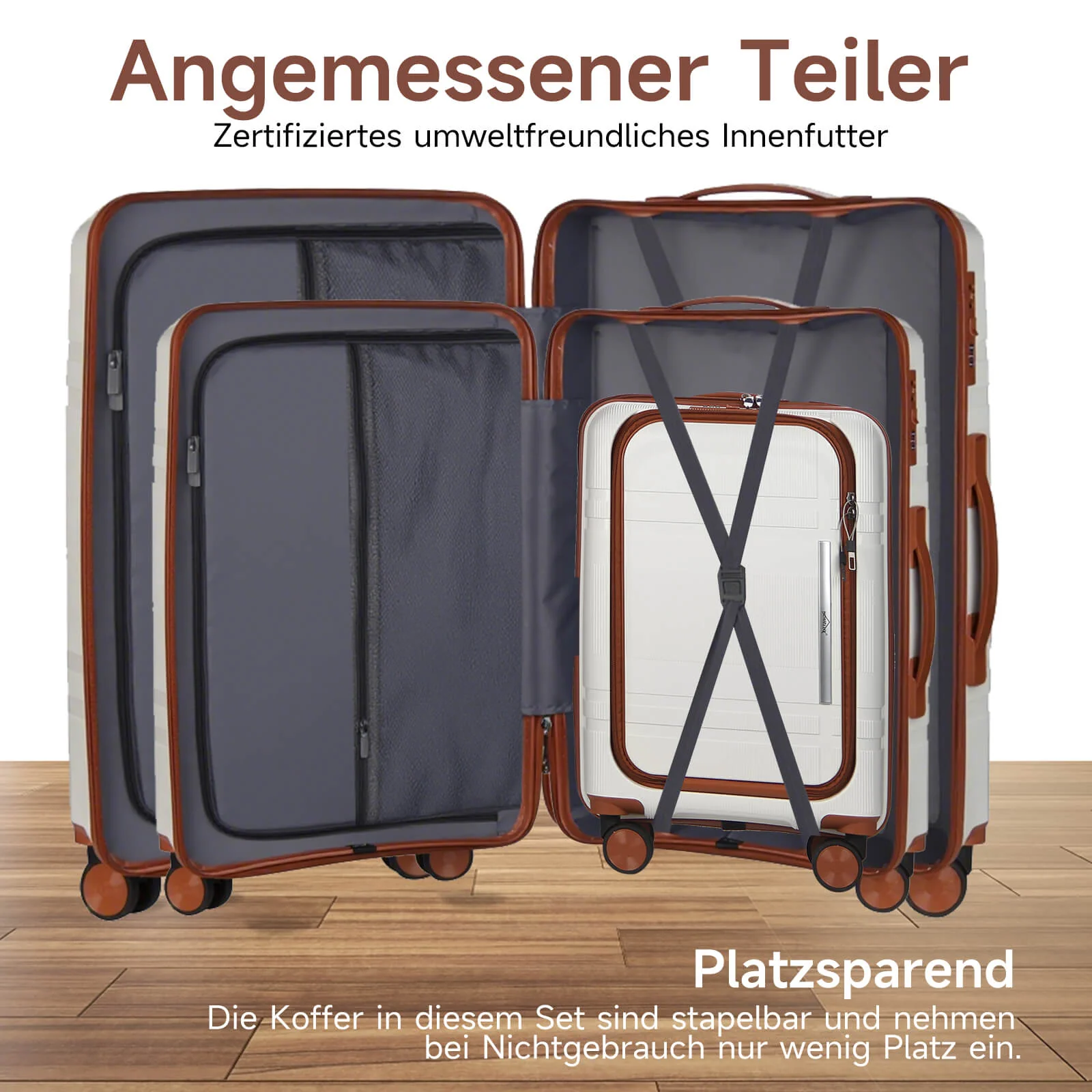 HOMELUX 3-teiliges Kofferset Schwarz Hartschale ABS Leicht Trolley Rollkoffer Hartschalenkoffer Set – M-L-XL - Image 9