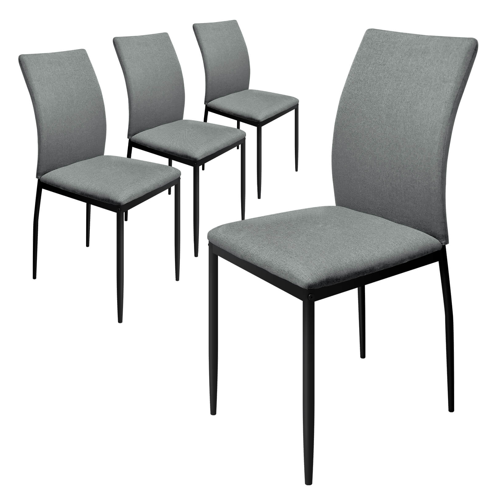 HOMELUX 4er Set Esszimmerstühle, modern, mit hoher Rückenlehne, Leinenpolster & Metallbeinen, 110 kg belastbar - Image 5