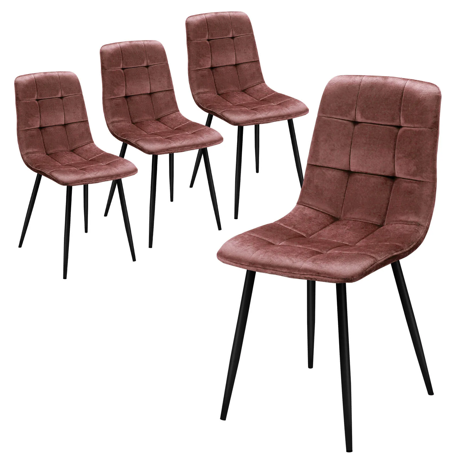 HOMELUX 4er Set Küchen Esszimmerstühle mit Rückenlehne & Samtbezug, ergonomische Sitzfläche, Metallbeine, 110 kg belastbar - Image 14