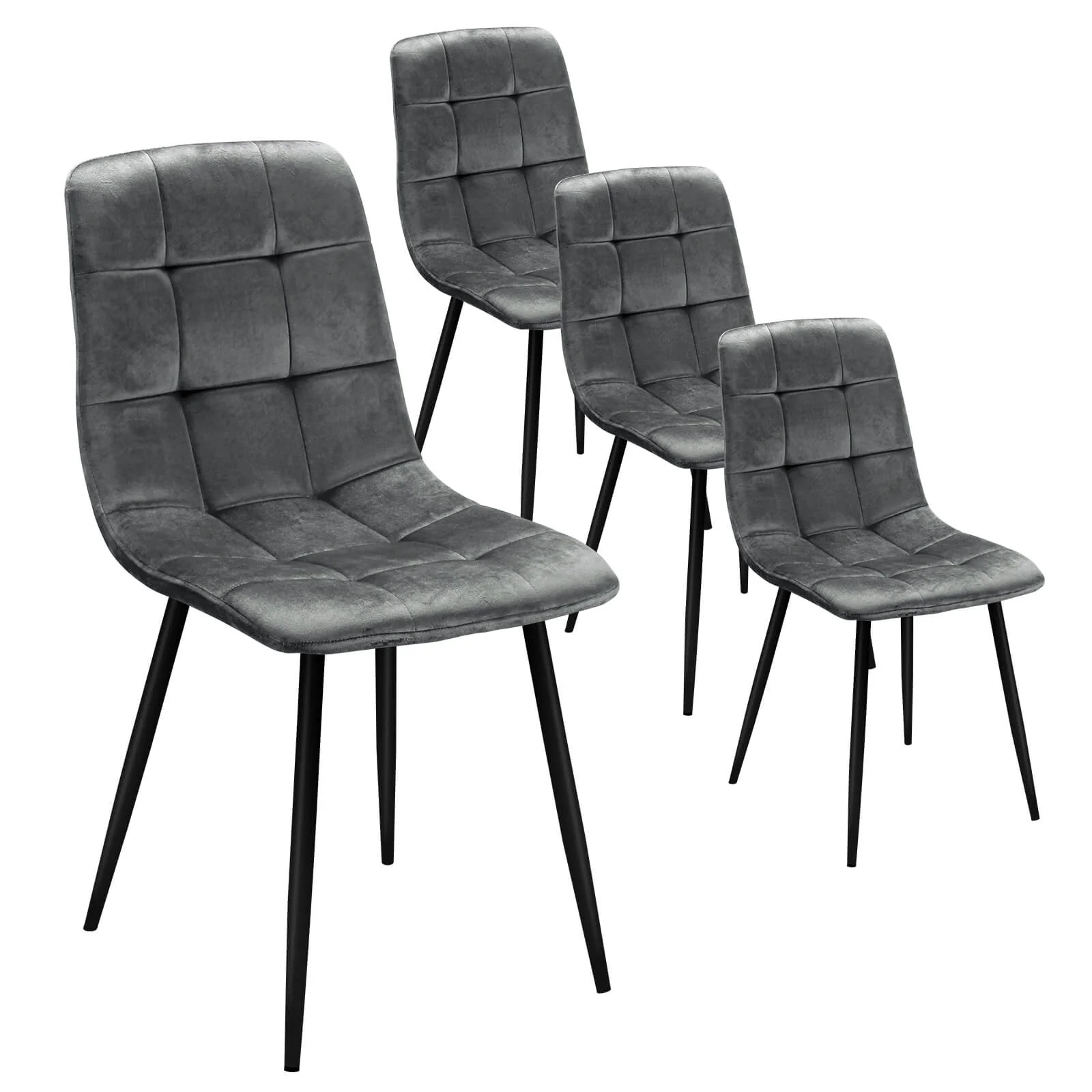 HOMELUX 4er Set Küchen Esszimmerstühle mit Rückenlehne & Samtbezug, ergonomische Sitzfläche, Metallbeine, 110 kg belastbar - Image 16