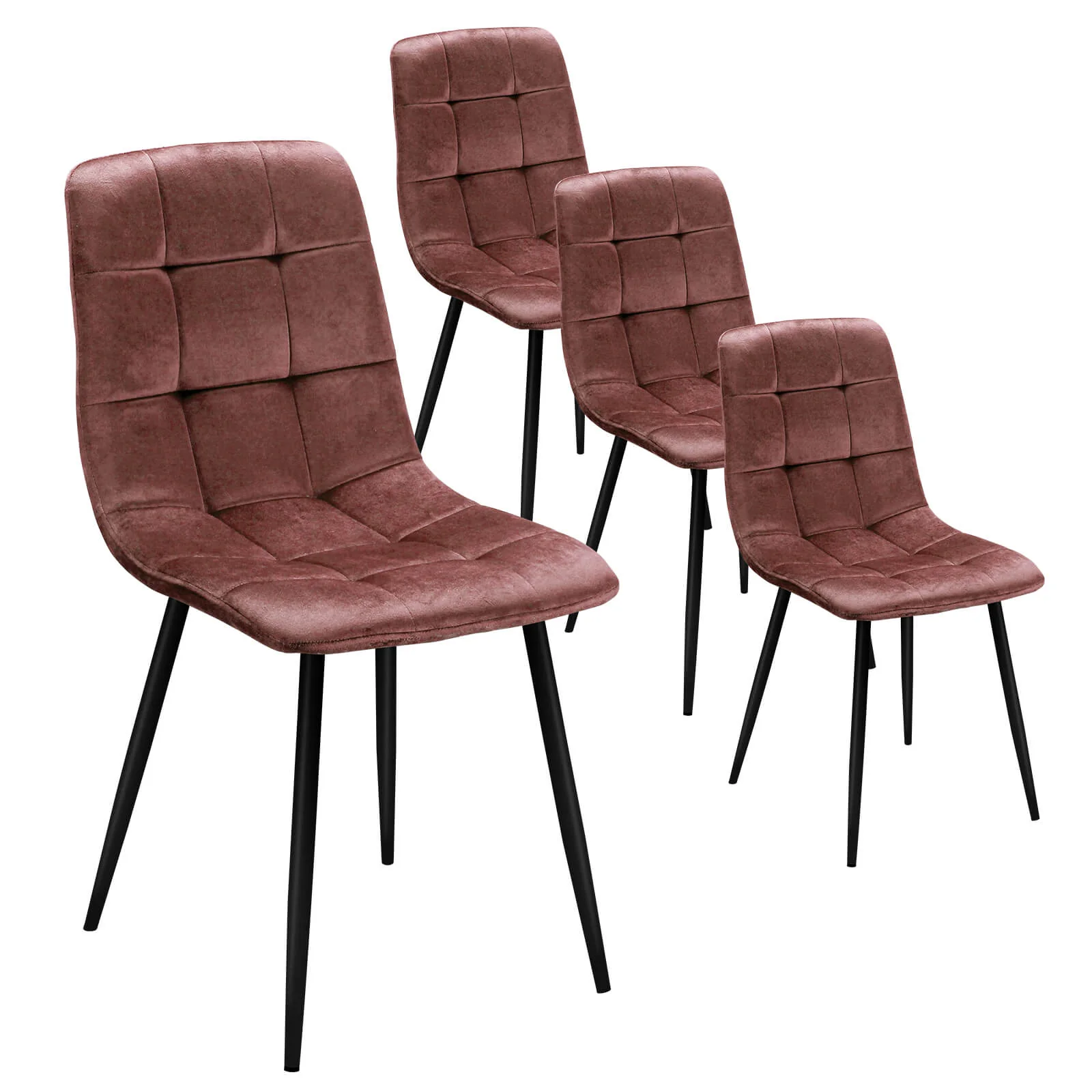 HOMELUX 4er Set Küchen Esszimmerstühle mit Rückenlehne & Samtbezug, ergonomische Sitzfläche, Metallbeine, 110 kg belastbar - Image 18