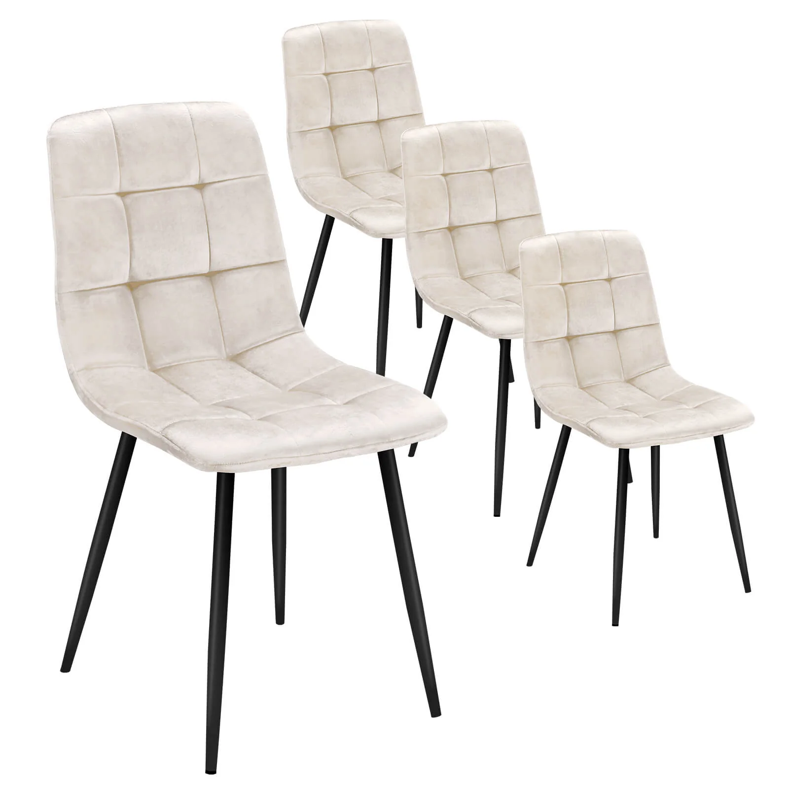 HOMELUX 4er Set Küchen Esszimmerstühle mit Rückenlehne & Samtbezug, ergonomische Sitzfläche, Metallbeine, 110 kg belastbar - Image 2