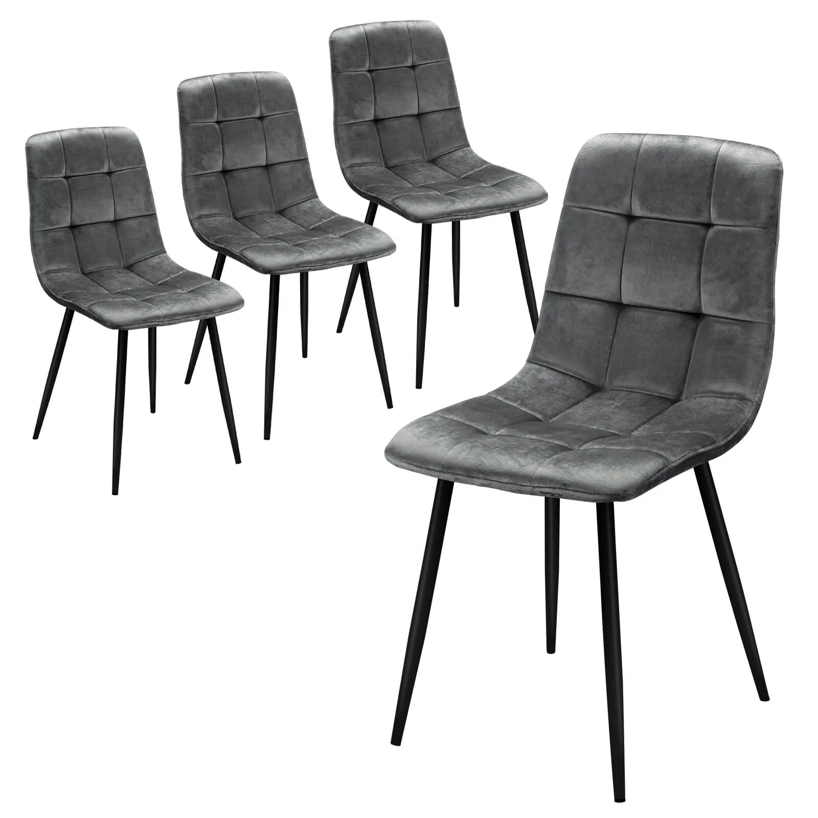 HOMELUX 4er Set Küchen Esszimmerstühle mit Rückenlehne & Samtbezug, ergonomische Sitzfläche, Metallbeine, 110 kg belastbar - Image 7