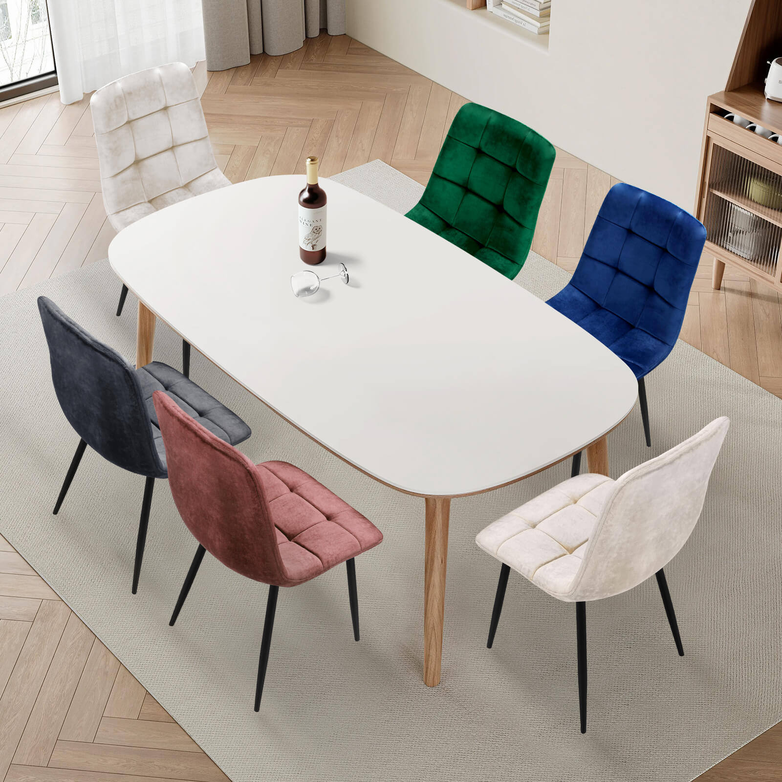 HOMELUX 4er Set Küchen Esszimmerstühle mit Rückenlehne & Samtbezug, ergonomische Sitzfläche, Metallbeine, 110 kg belastbar - Image 8