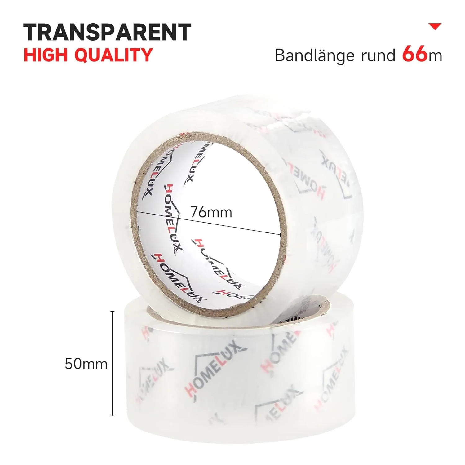 HOMELUX Transparentes Paketklebeband Geräuscharm, 66m lang, 50mm breit, ideal für Paketversand & Versandschachteln - Image 3