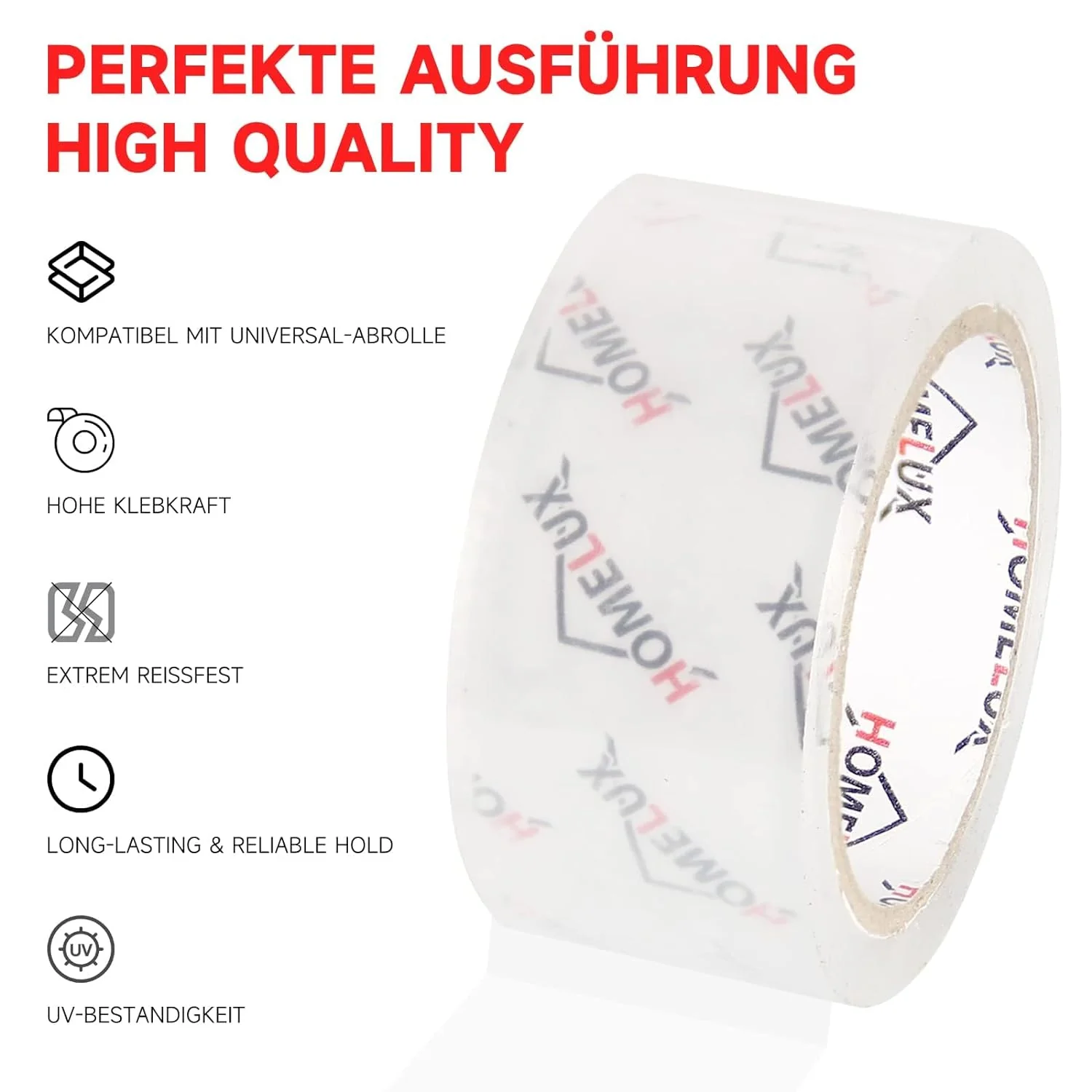 HOMELUX Transparentes Paketklebeband Geräuscharm, 66m lang, 50mm breit, ideal für Paketversand & Versandschachteln - Image 4