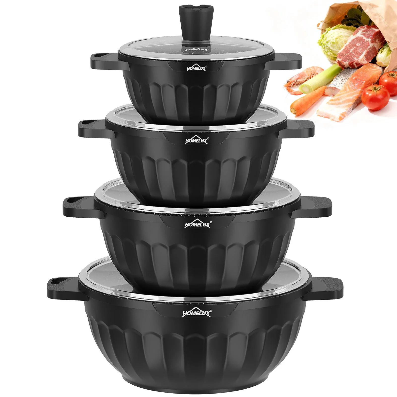 HOMELUX Topf-Set 8-tlg Kochtopf Set Induktions 20/24/28/32cm Töpfe Set mit Deckel 8-teiliges Topfset Induktion - Image 2