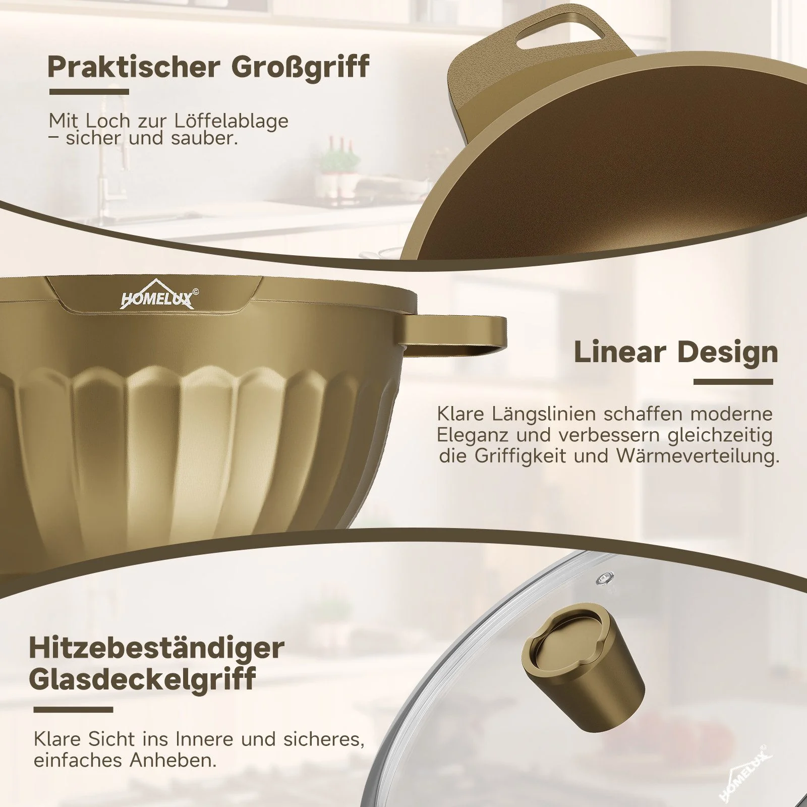 HOMELUX Topf-Set 8-tlg Kochtopf Set Induktions 20/24/28/32cm Töpfe Set mit Deckel 8-teiliges Topfset Induktion - Image 7