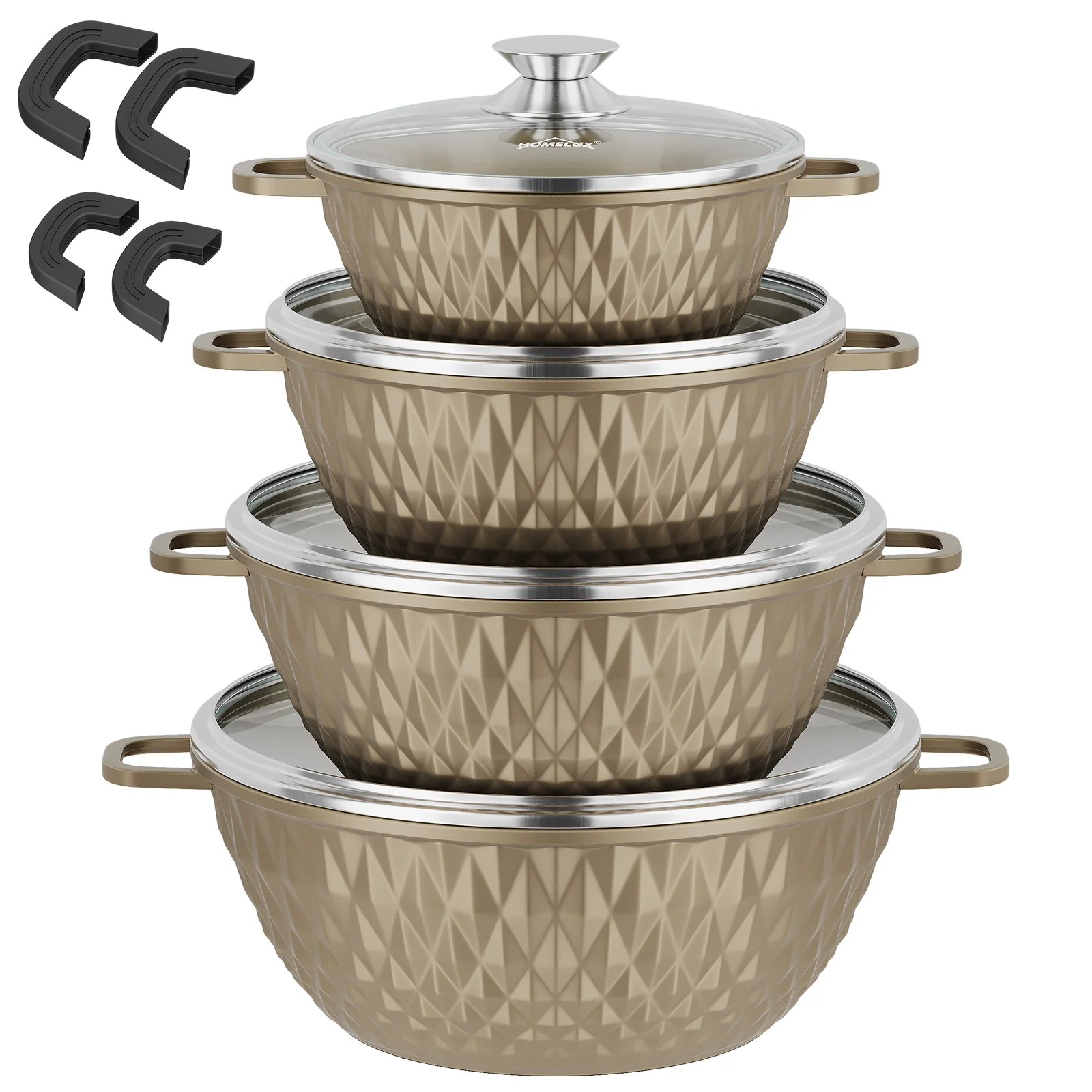 HOMELUX Aluguss Kochtopfset 8-teilig Induktion, Antihaft Topfset mit Glasdeckel, 20-32 cm, PFOA-frei - Image 10