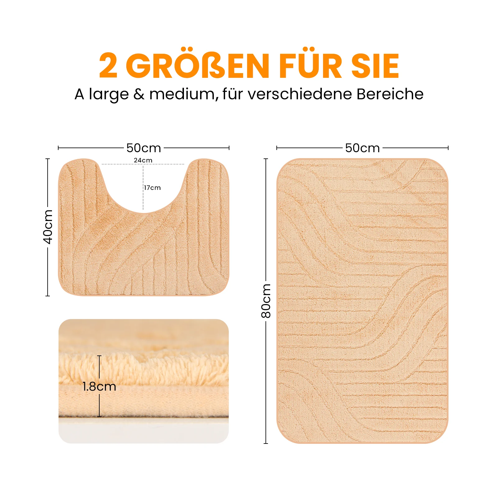 HOMELUX 2-teiliges Badematten-Set, rutschfest, weich, flauschig, inkl. WC-Vorleger mit Ausschnitt - Image 11