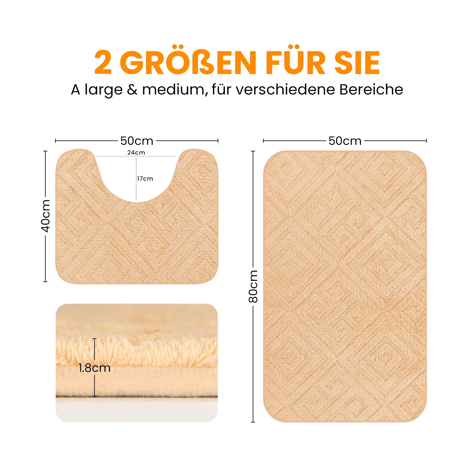 HOMELUX 2-teiliges Badematten-Set, rutschfest, weich, flauschig, inkl. WC-Vorleger mit Ausschnitt - Image 13