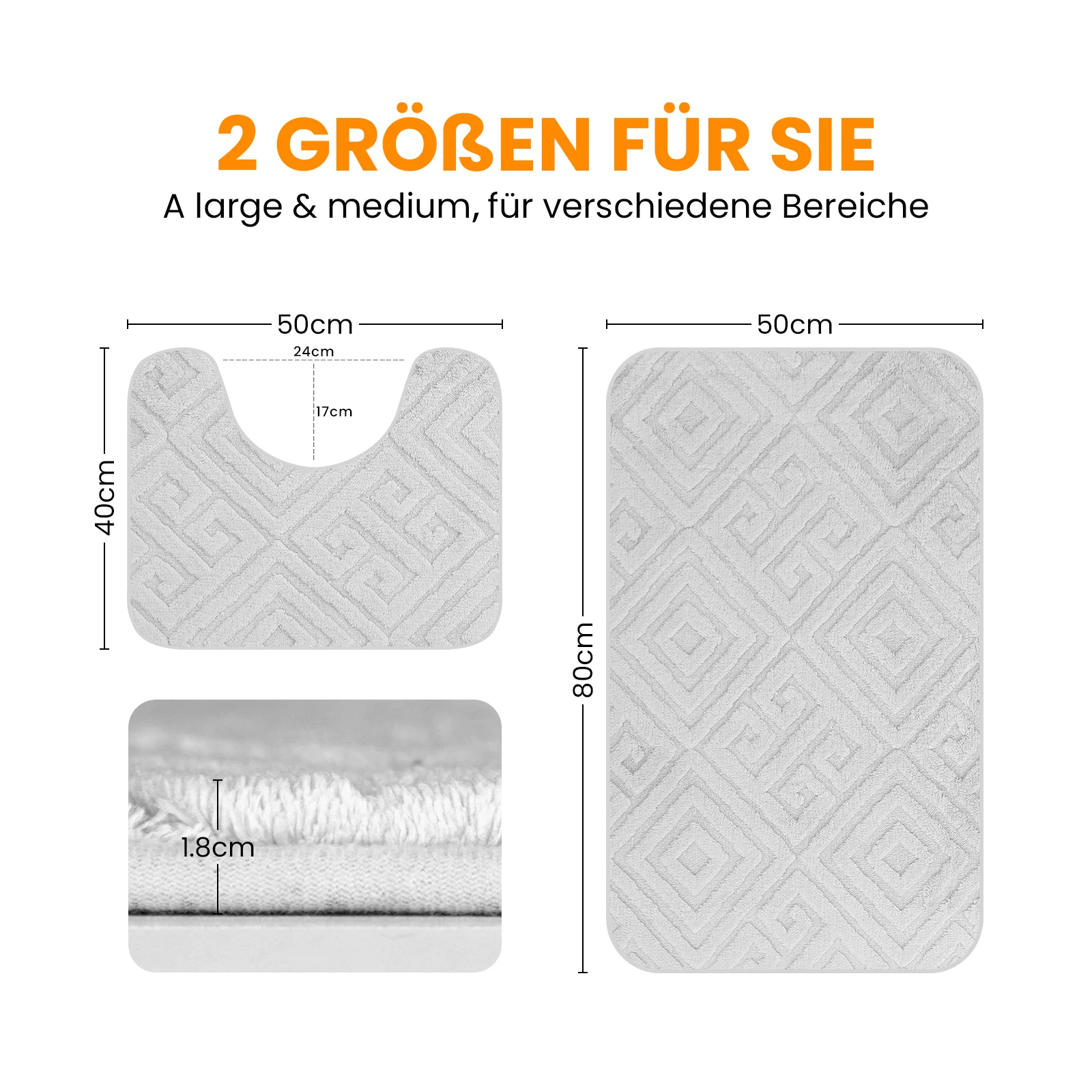 HOMELUX 2-teiliges Badematten-Set, rutschfest, weich, flauschig, inkl. WC-Vorleger mit Ausschnitt - Image 15