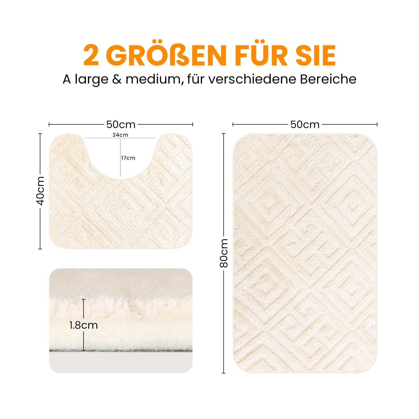 HOMELUX 2-teiliges Badematten-Set, rutschfest, weich, flauschig, inkl. WC-Vorleger mit Ausschnitt - Image 16