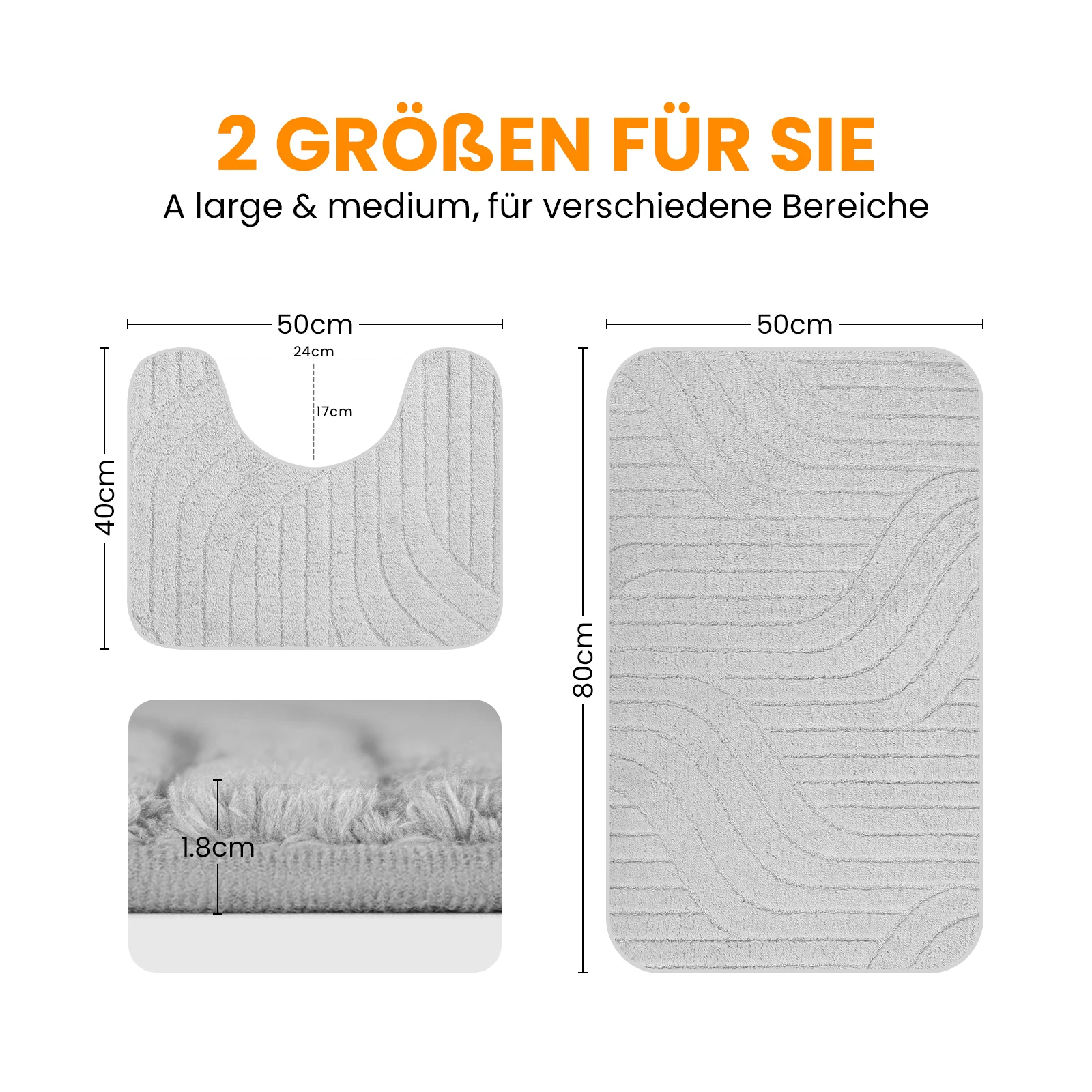 HOMELUX 2-teiliges Badematten-Set, rutschfest, weich, flauschig, inkl. WC-Vorleger mit Ausschnitt - Image 18