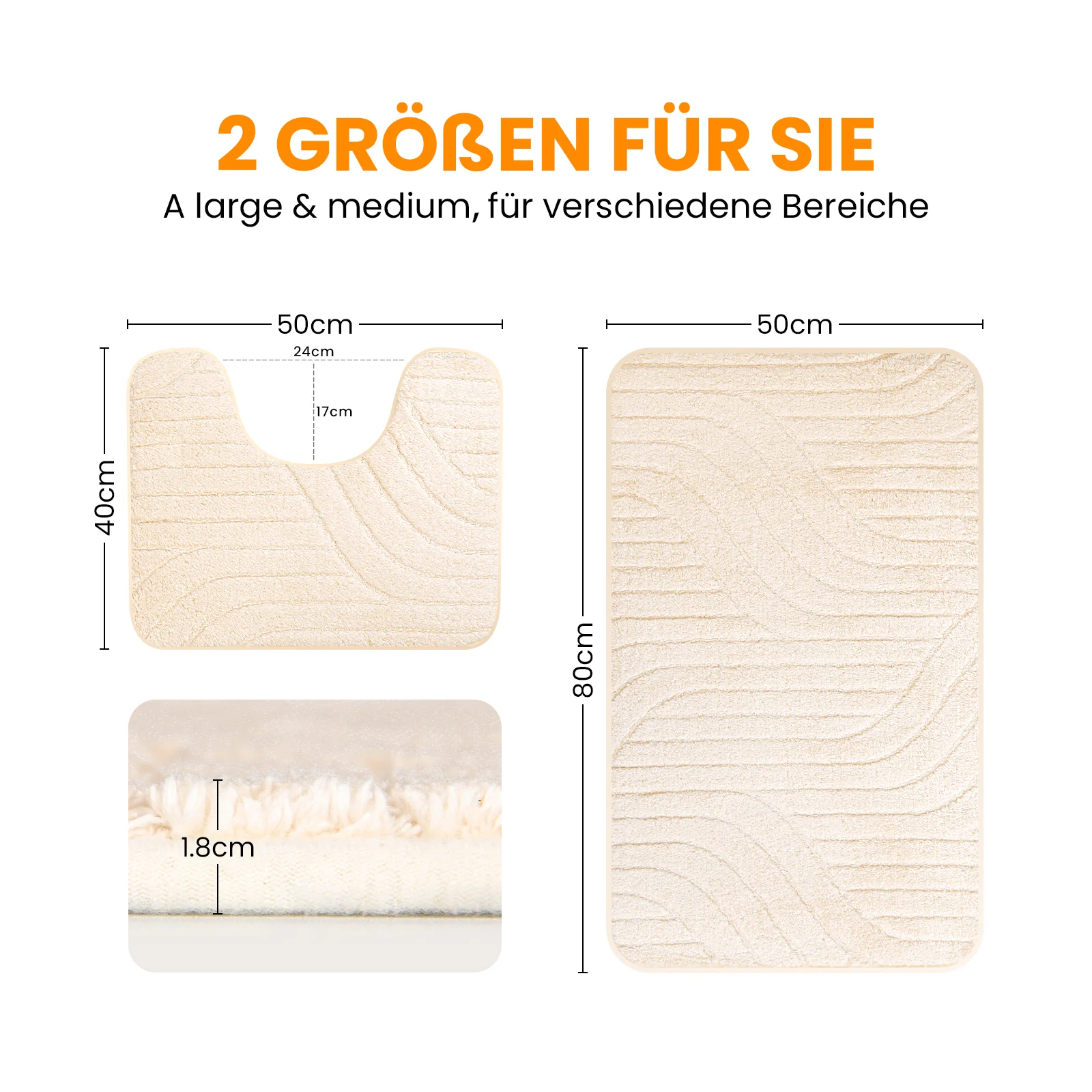 HOMELUX 2-teiliges Badematten-Set, rutschfest, weich, flauschig, inkl. WC-Vorleger mit Ausschnitt - Image 19