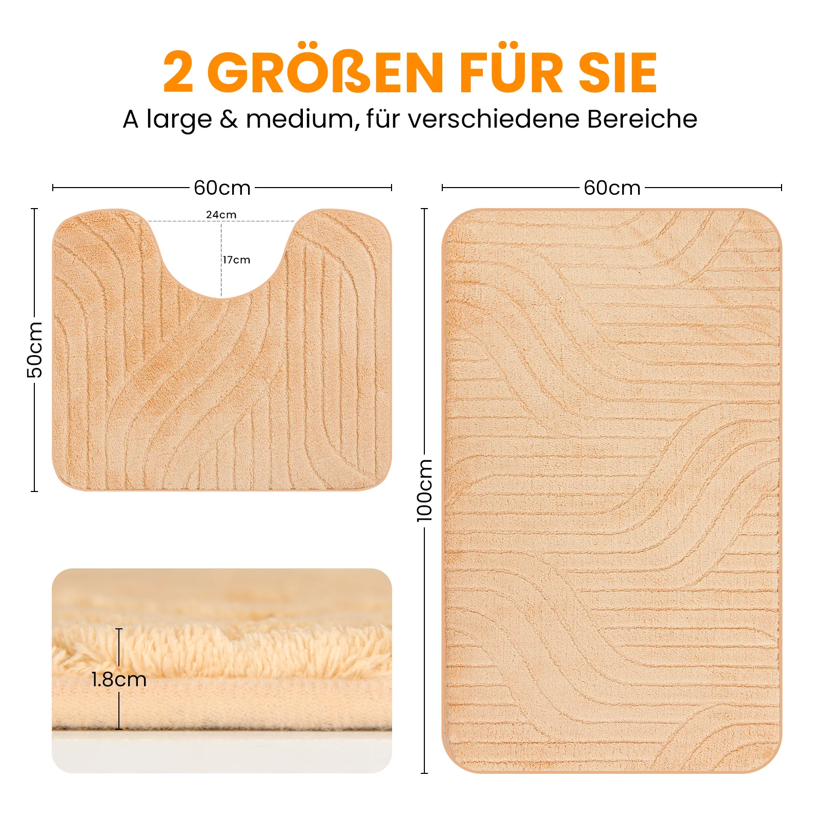 HOMELUX 2-teiliges Badematten-Set, rutschfest, weich, flauschig, inkl. WC-Vorleger mit Ausschnitt - Image 24
