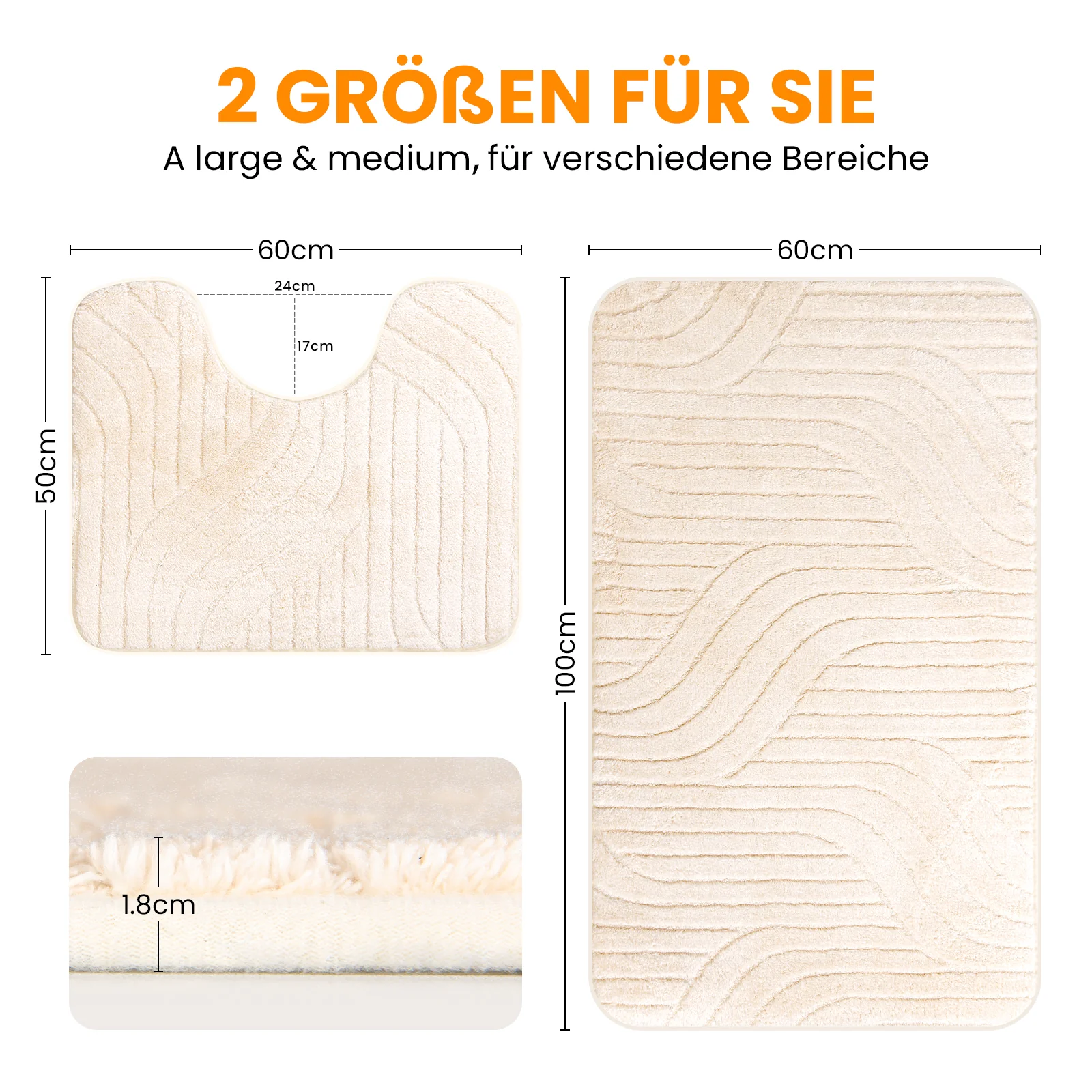 HOMELUX 2-teiliges Badematten-Set, rutschfest, weich, flauschig, inkl. WC-Vorleger mit Ausschnitt - Image 27