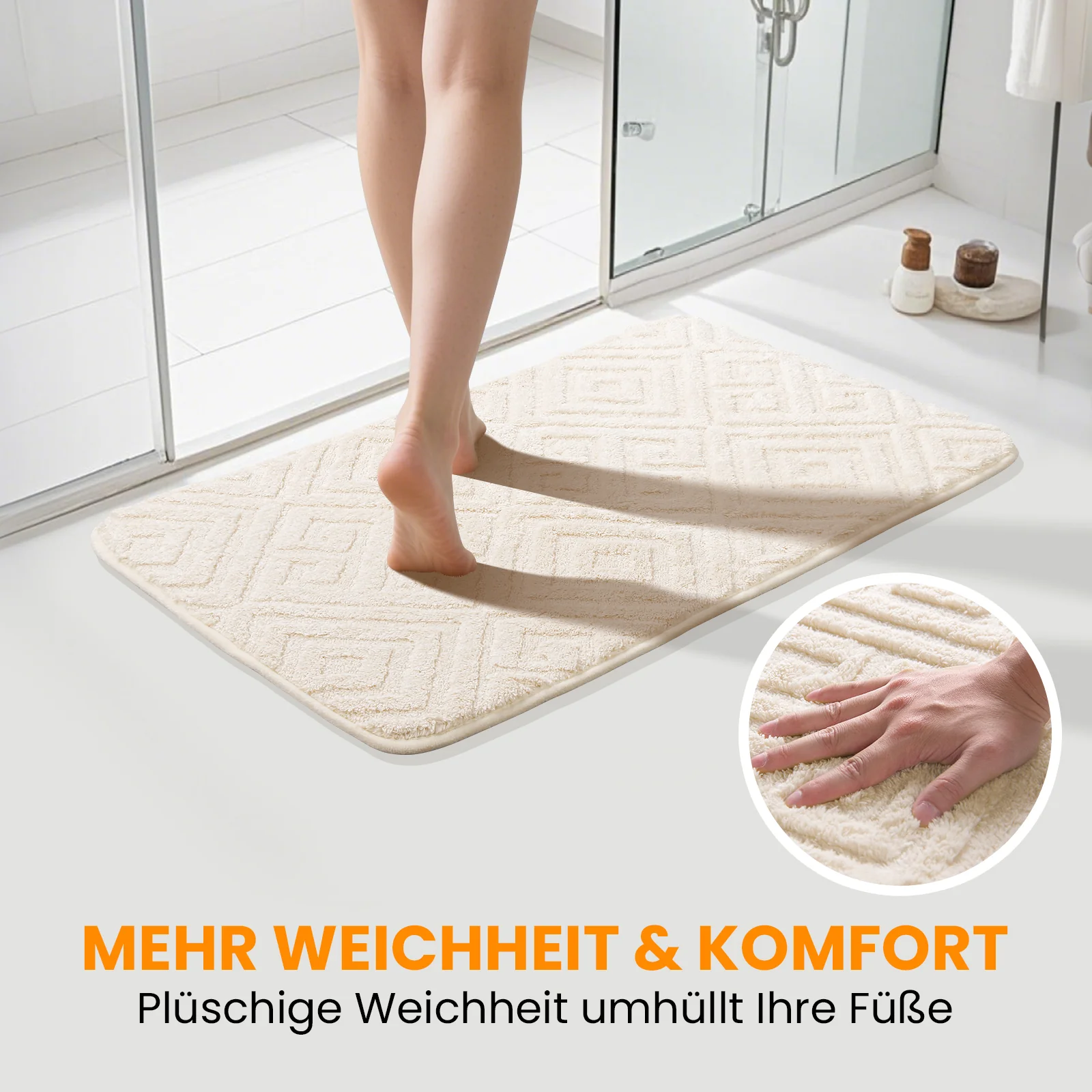 HOMELUX 2-teiliges Badematten-Set, rutschfest, weich, flauschig, inkl. WC-Vorleger mit Ausschnitt - Image 4