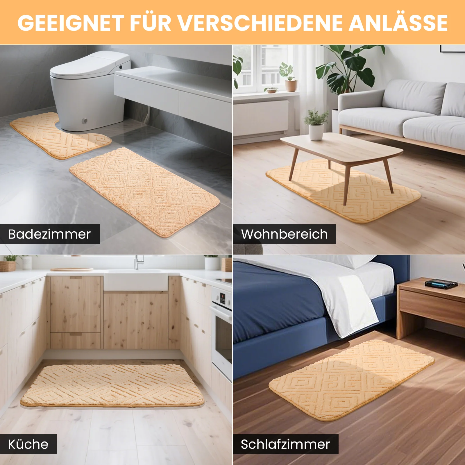 HOMELUX 2-teiliges Badematten-Set, rutschfest, weich, flauschig, inkl. WC-Vorleger mit Ausschnitt - Image 7