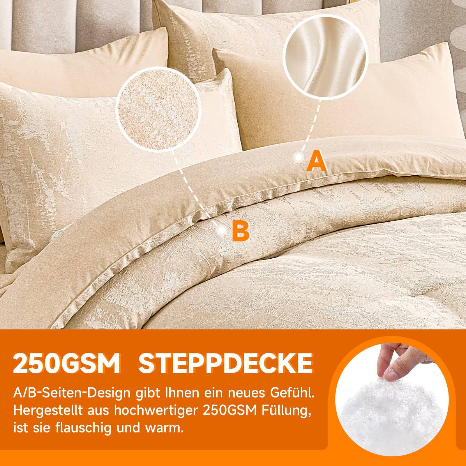 HOMELUX Bettwäsche Set 180x200, 6-teilig mit Steppdecke 220x240, 4 Kissenbezüge 50x70, Mikrofaser, bügelfrei - Image 13