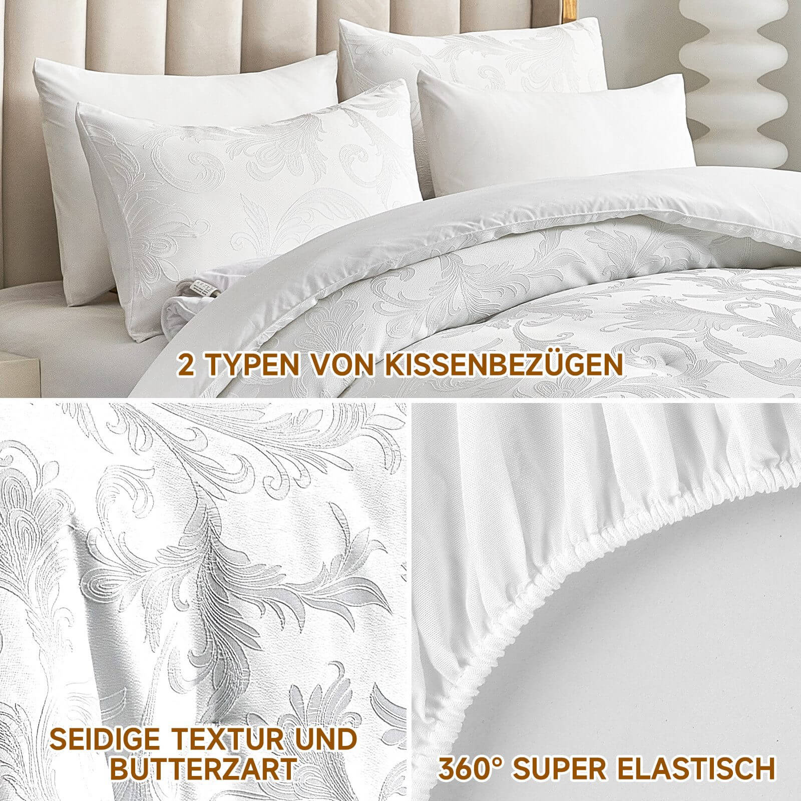 HOMELUX Bettwäsche Set 180x200, 6-teilig mit Steppdecke 220x240, 4 Kissenbezüge 50x70, Mikrofaser, bügelfrei - Image 2