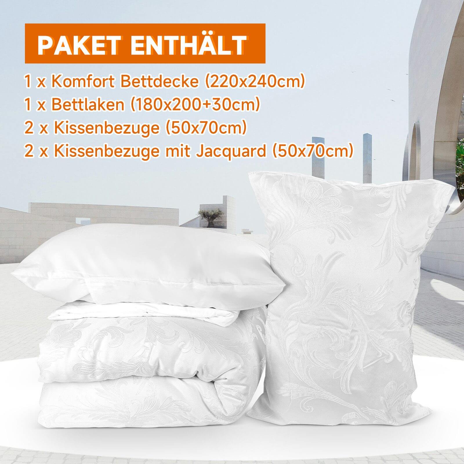 HOMELUX Bettwäsche Set 180x200, 6-teilig mit Steppdecke 220x240, 4 Kissenbezüge 50x70, Mikrofaser, bügelfrei - Image 3