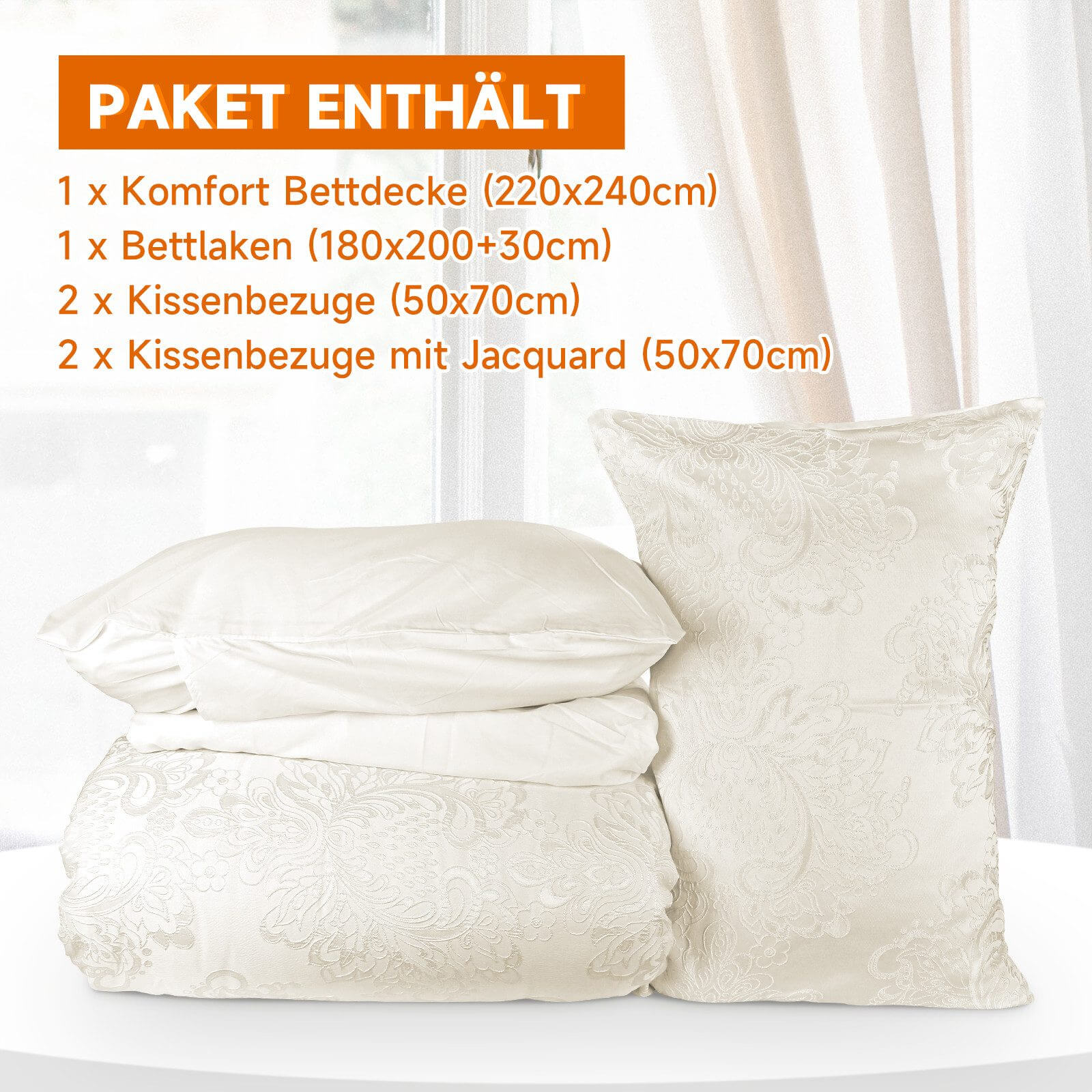 HOMELUX Bettwäsche Set 180x200, 6-teilig mit Steppdecke 220x240, 4 Kissenbezüge 50x70, Mikrofaser, bügelfrei - Image 6