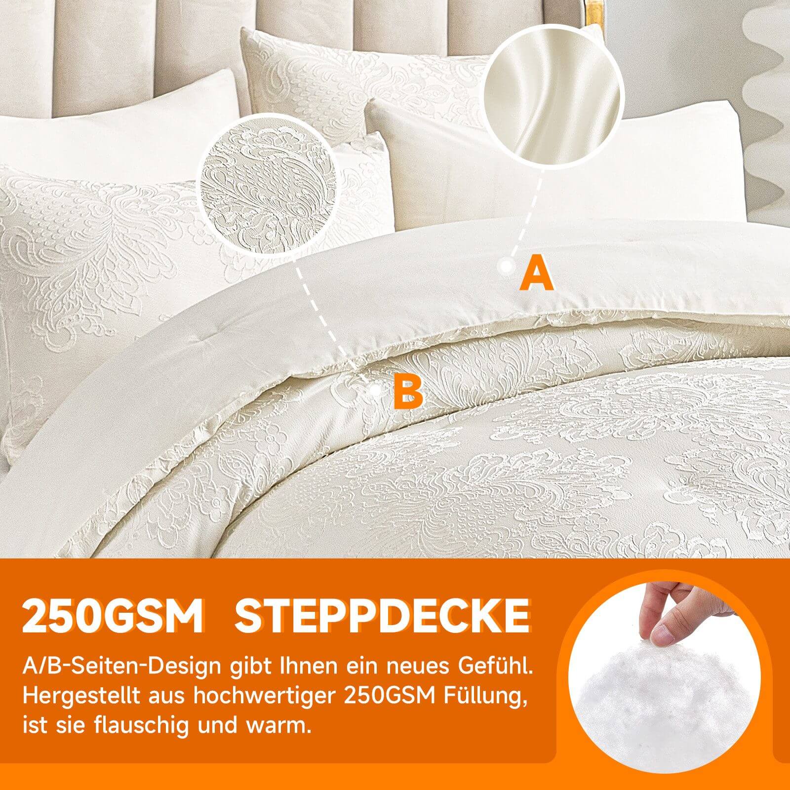 HOMELUX Bettwäsche Set 180x200, 6-teilig mit Steppdecke 220x240, 4 Kissenbezüge 50x70, Mikrofaser, bügelfrei - Image 9