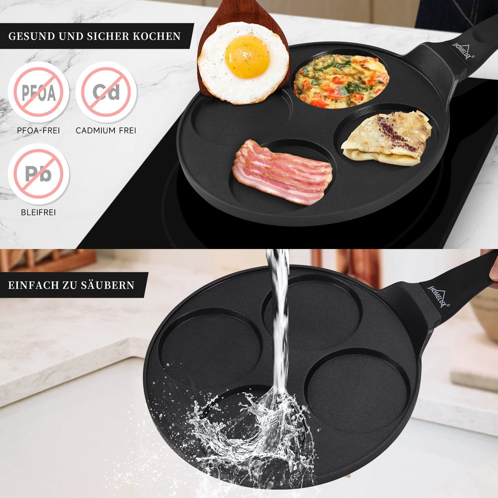 HOMELUX Crêpepfanne Pancake Pfanne Spiegeleipfanne 26cm mit Beschichtung - Image 3