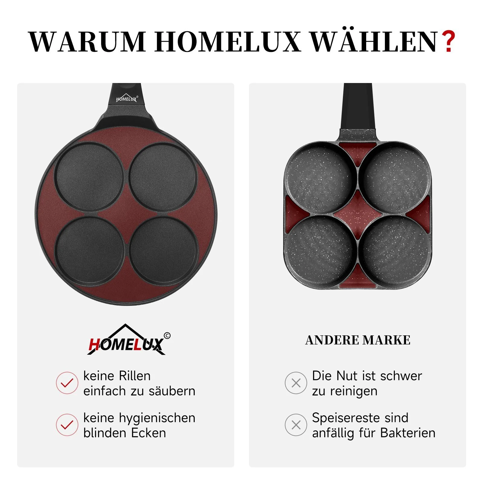 HOMELUX Crêpepfanne Pancake Pfanne Spiegeleipfanne 26cm mit Beschichtung - Image 4