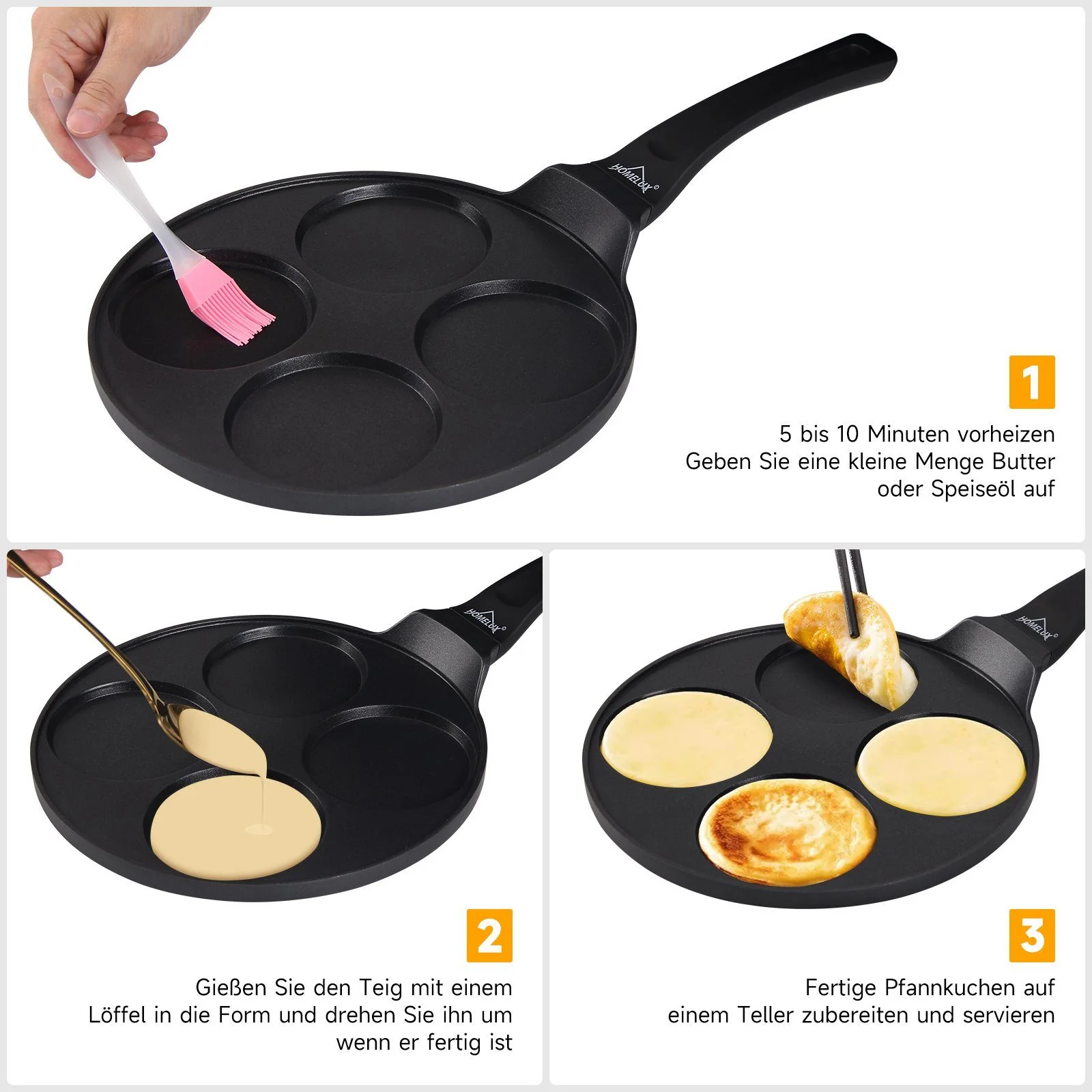 HOMELUX Crêpepfanne Pancake Pfanne Spiegeleipfanne 26cm mit Beschichtung - Image 5