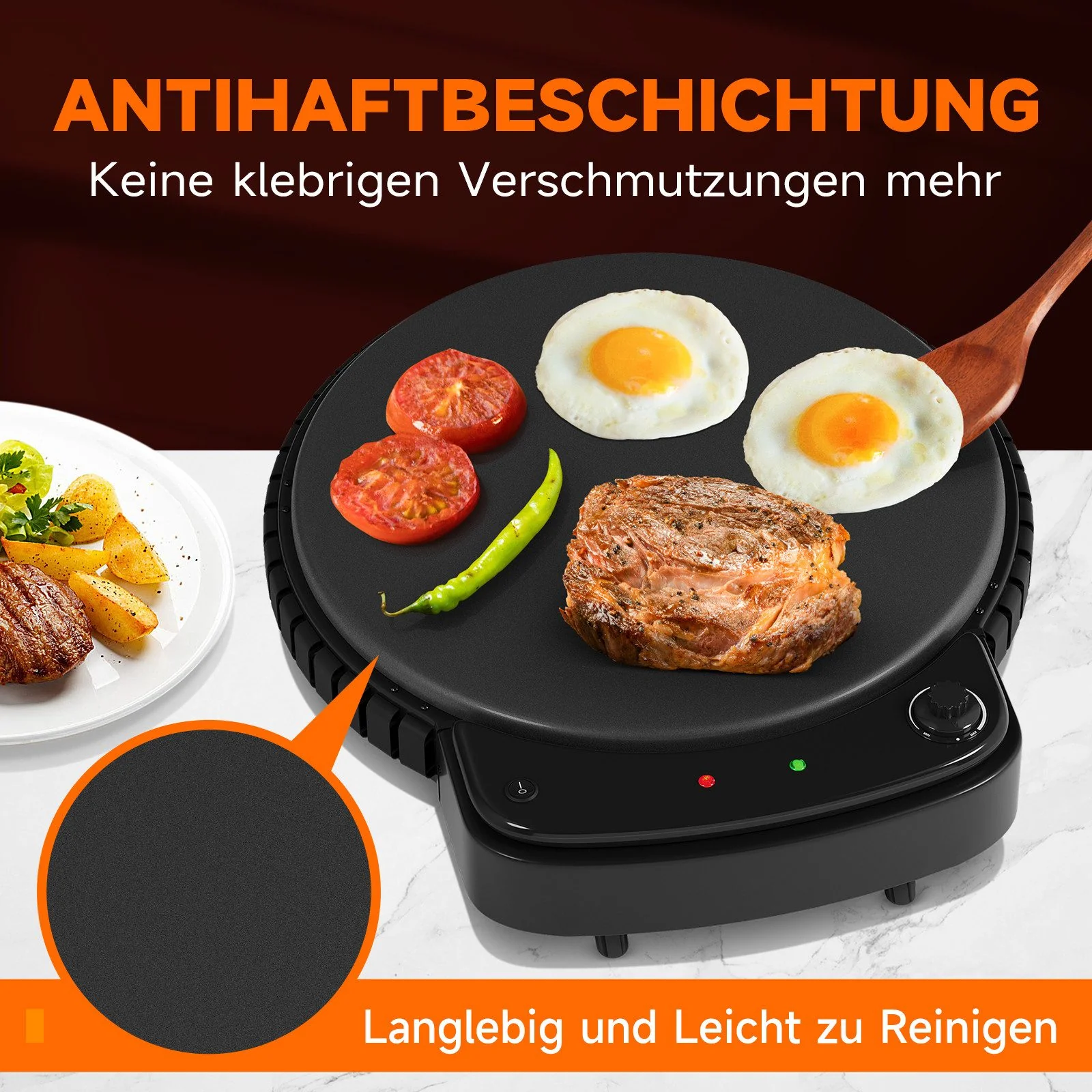 HOMELUX Crêpesmaker 2500W Ø50 cm Pancakemaker, Temperaturregler , Crêpesmaker - Image 5