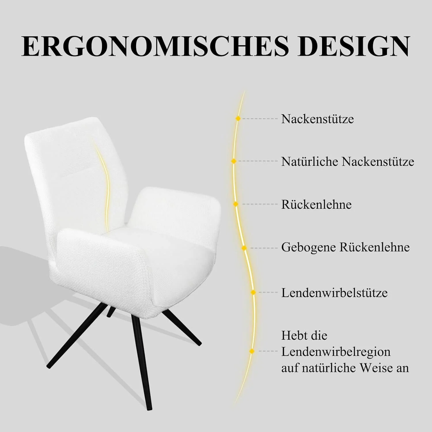 HOMELUX Drehstühle 2er-Set Polsterstühle mit Metallbeinen & Rückenlehne, bis 110 kg. Für Esszimmer/Küche - Image 11