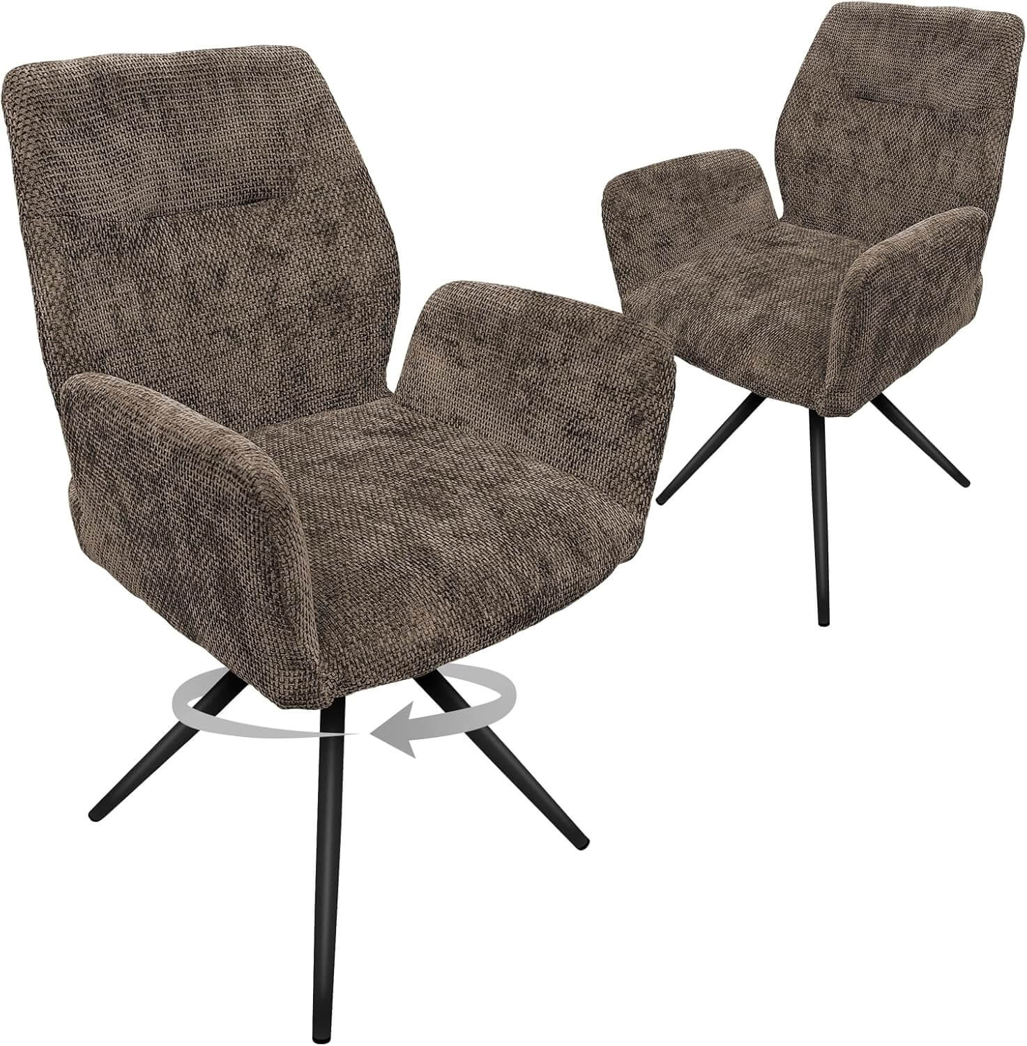 HOMELUX Drehstühle 2er-Set Polsterstühle mit Metallbeinen & Rückenlehne, bis 110 kg. Für Esszimmer/Küche - Image 12