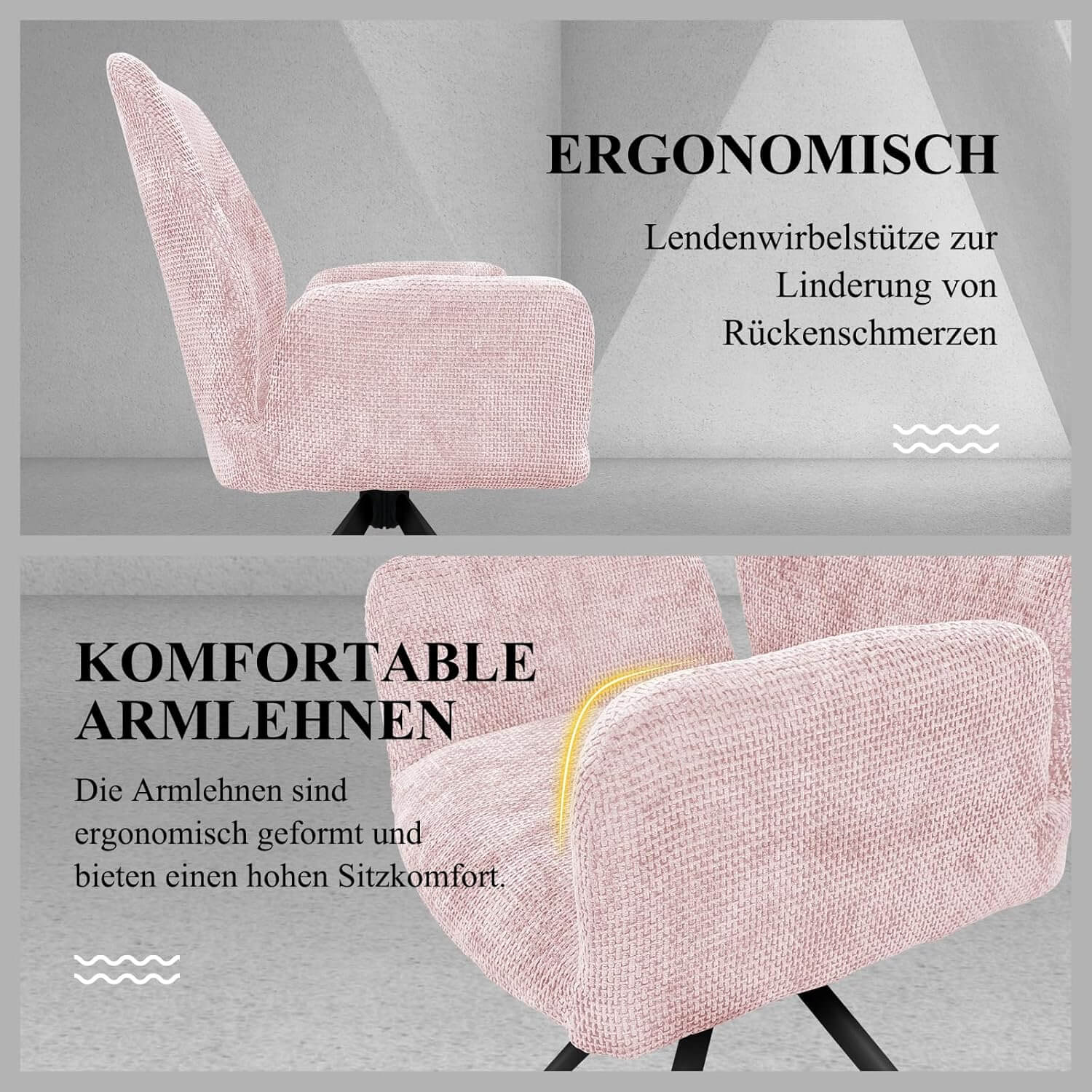 HOMELUX Drehstühle 2er-Set Polsterstühle mit Metallbeinen & Rückenlehne, bis 110 kg. Für Esszimmer/Küche - Image 6